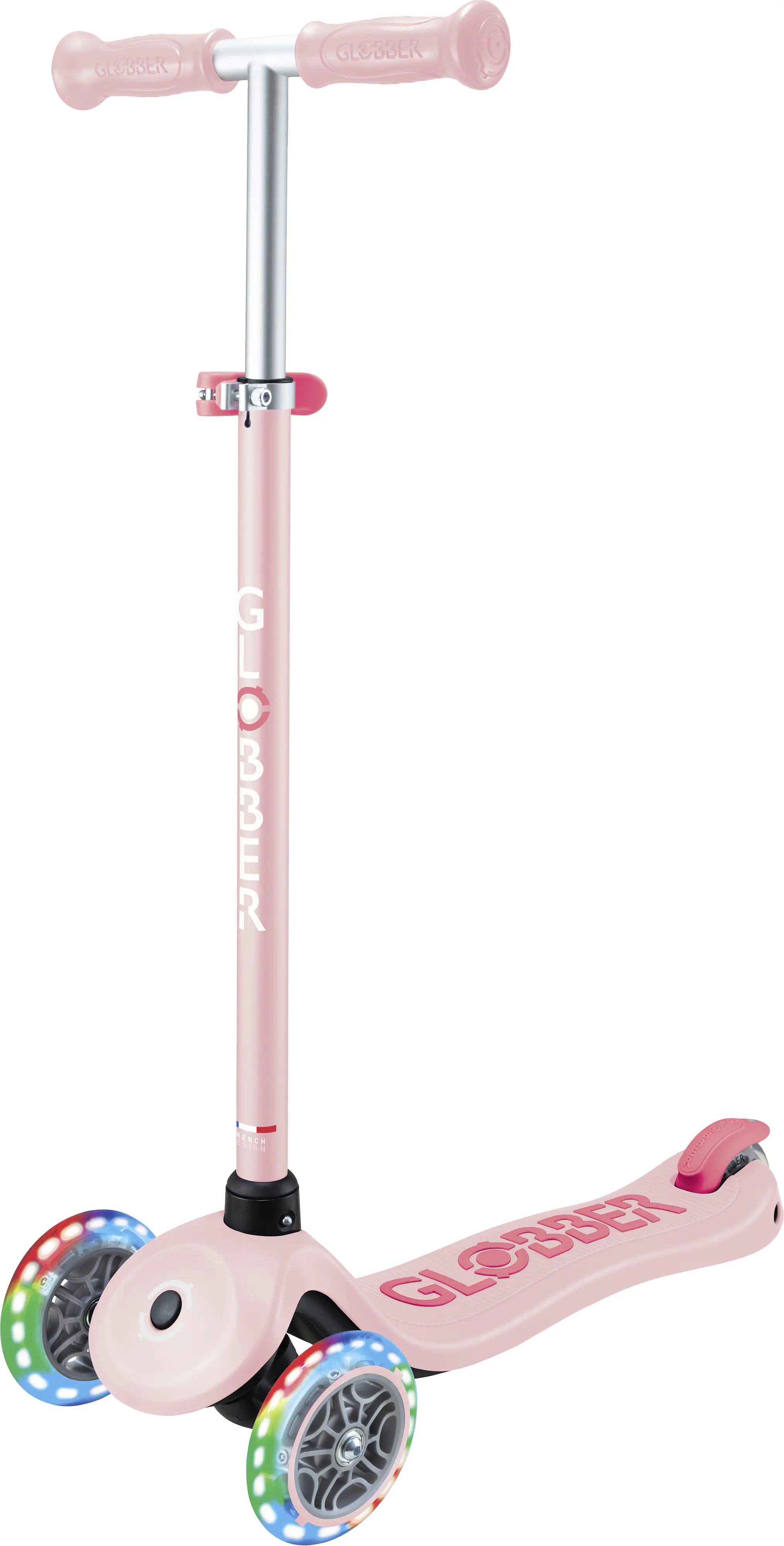 Globber Scooter für Kinder mit Leuchtrollen Primo Plus Lights pastellrosa