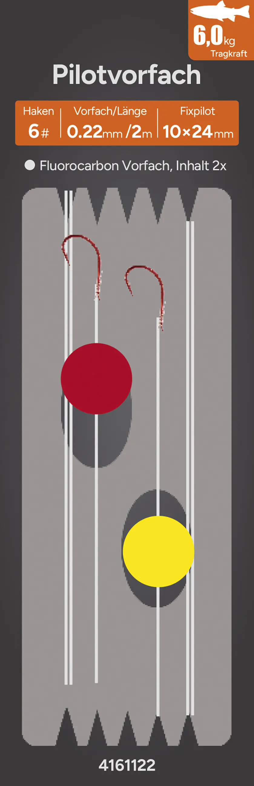 Paladin Angel-Vorfach Tungsten 0,22 mm x 2 m Haken-Gr. 6 - 2 Stück