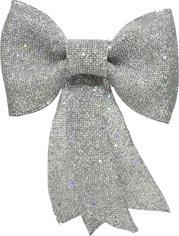 Kaemingk Kunst-Schleife Glitterhänger 13 x 14 cm silber