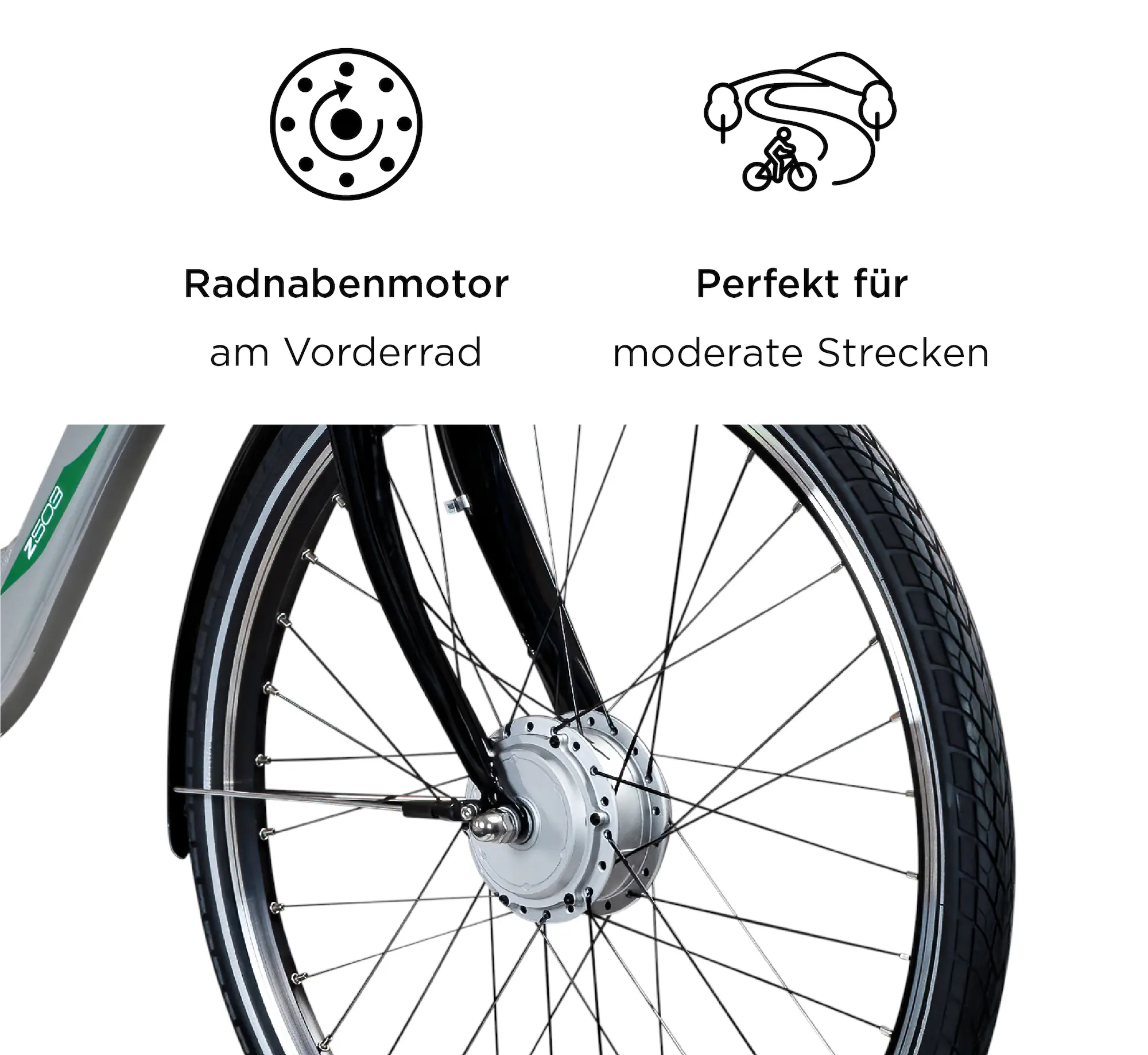 Zündapp E-Bike Z503 City 26 Zoll 7-Gang 522 Wh grau grün