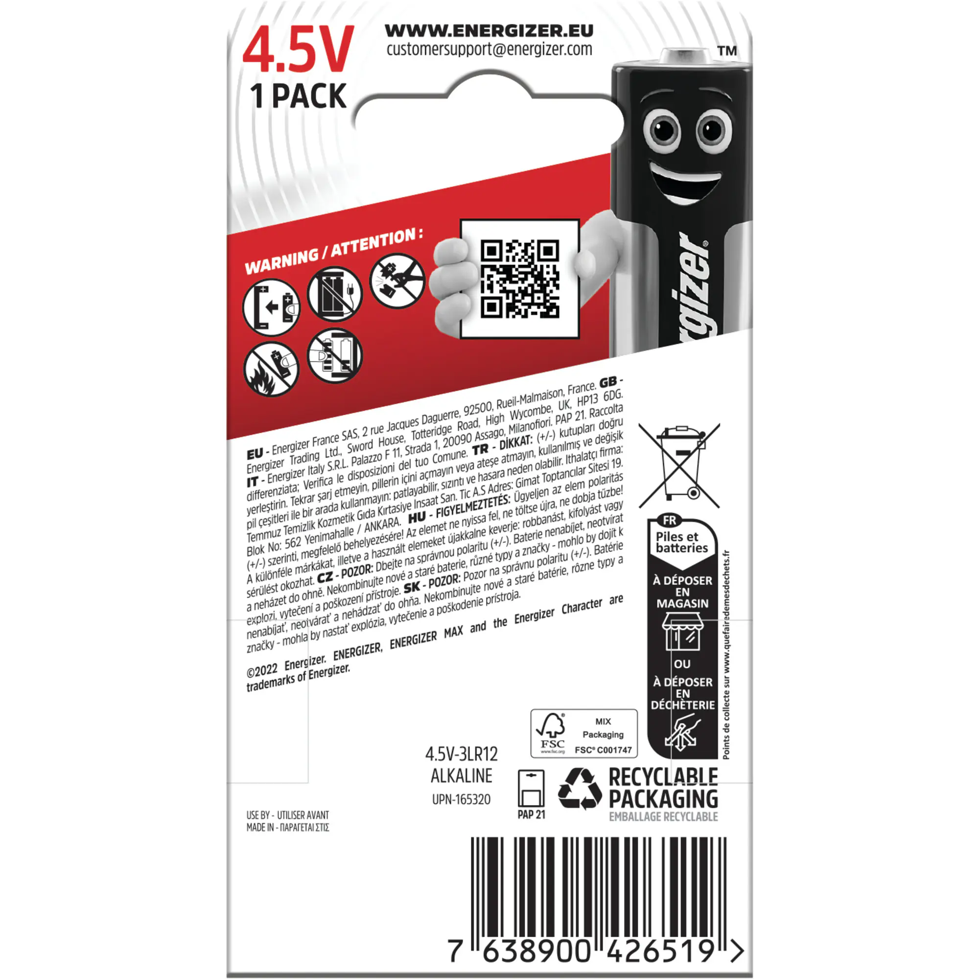 Energizer Max Alkaline Flach-Batterie 4,5V