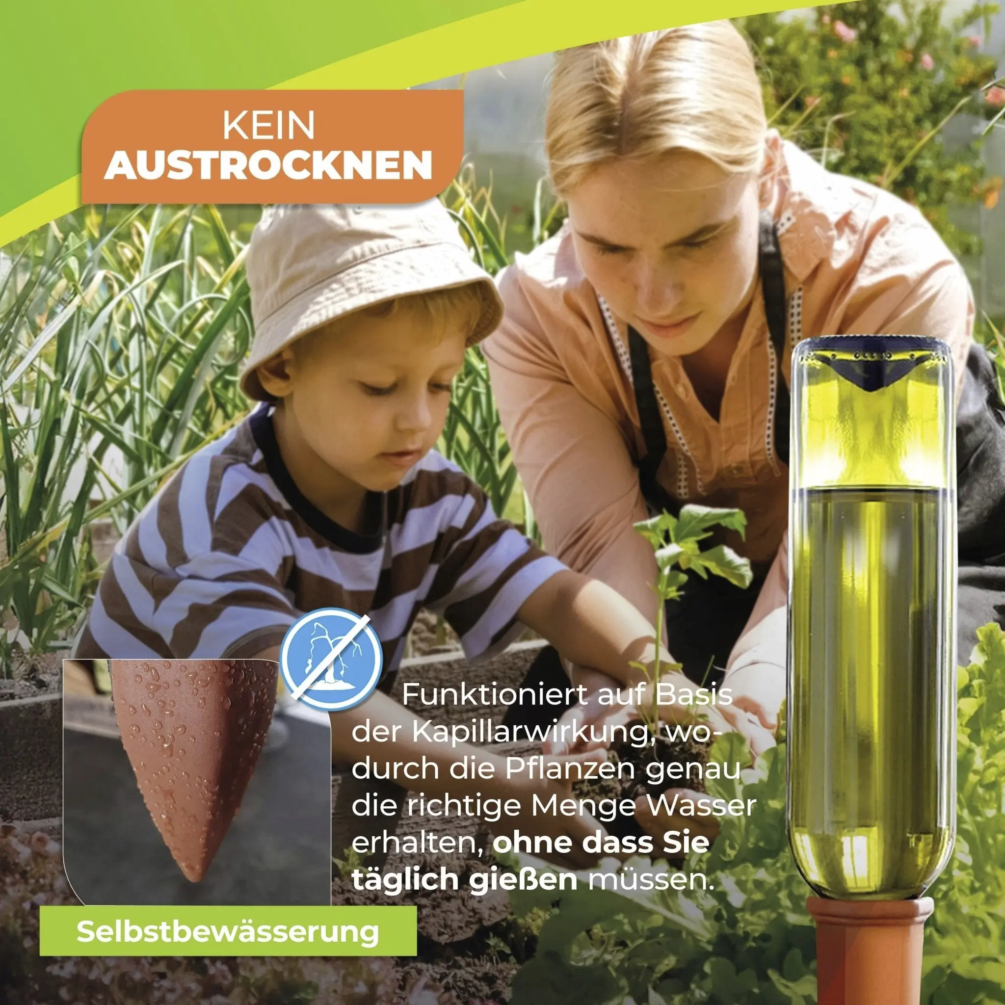 BioGreen Bewässerungskegel Hydro Wine für Wein- und PET-Flaschen 4 Stück