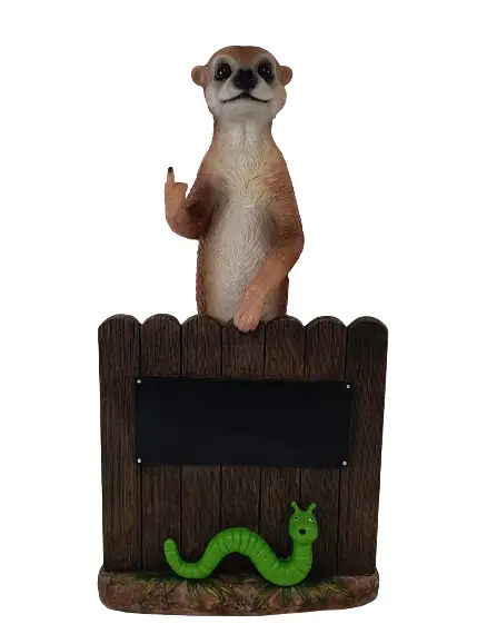 Dekofigur Erdmännchen am Zaun 62 x 30 cm braun