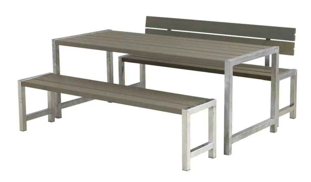 Plus Planken-Garnitur 3-teilig mit 1 Rückenlehne, graubraun