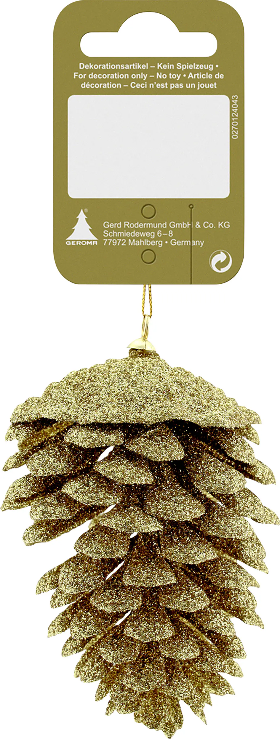 Dekoanhänger Zapfen Kunstoff 9 cm gold