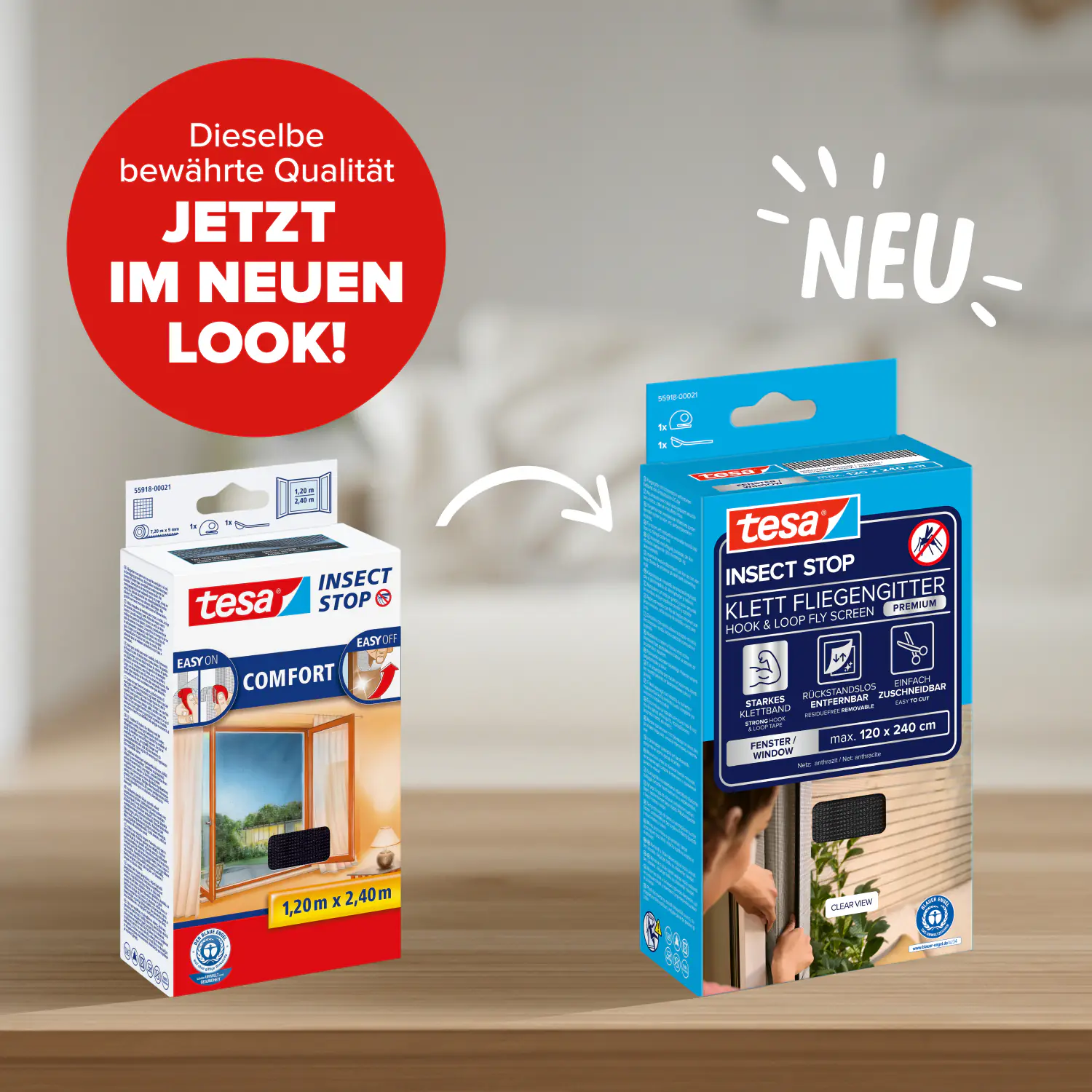 tesa Fliegenschutz-Fenster Comfort 120 x 240 cm anthrazit kürzbar