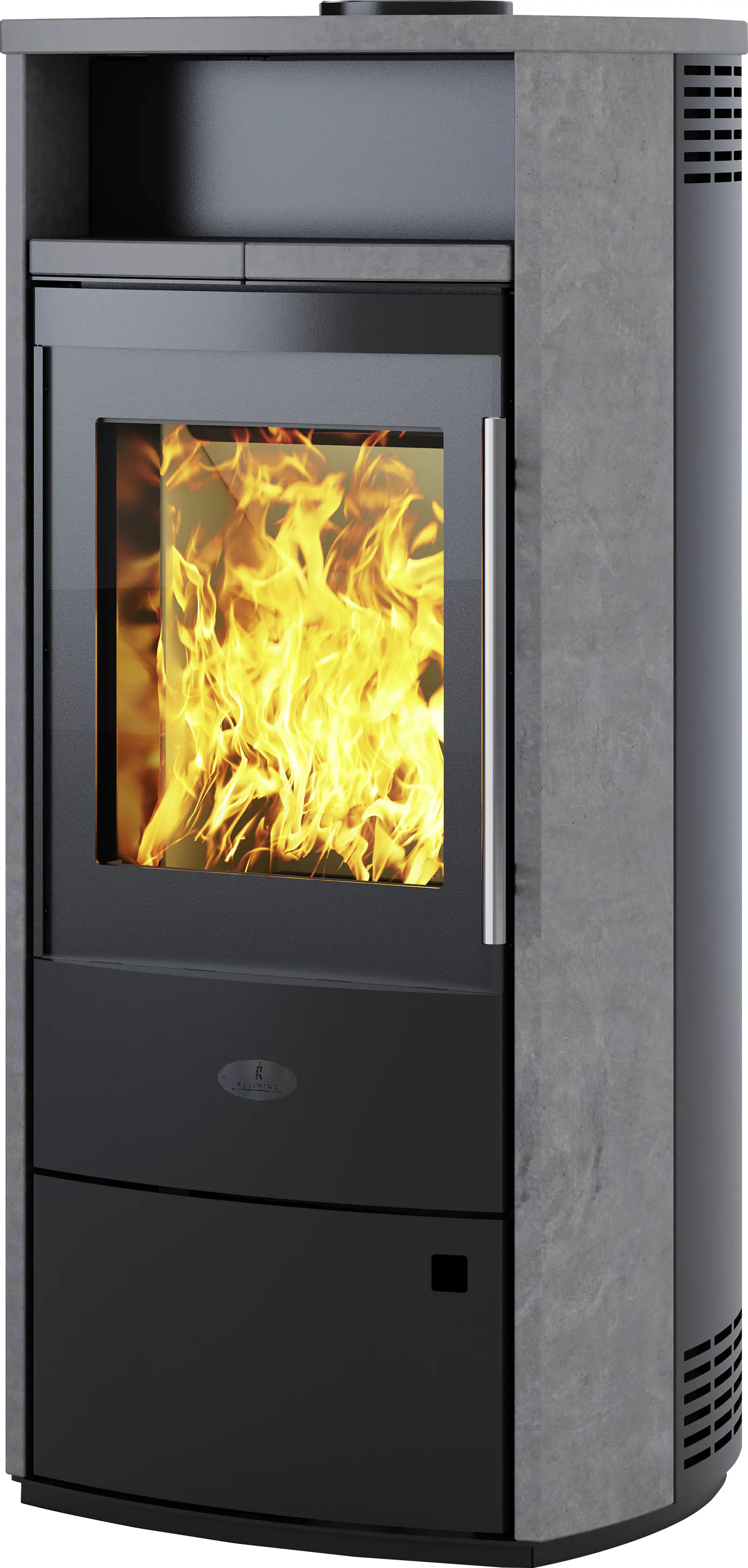 Kleining Kaminofen DUBLIN mit Natursteinverkleidung schwarz 6 kW