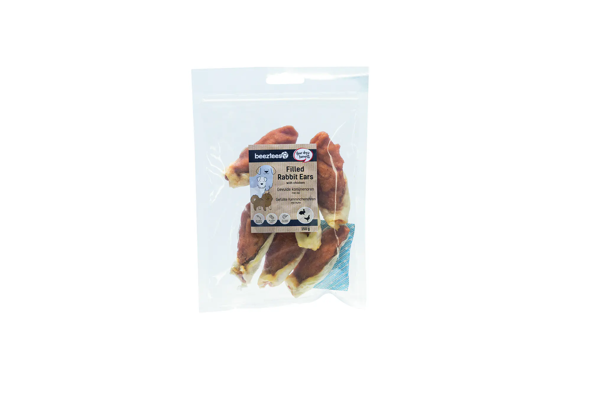 Beeztees Hundesnack Kaninchenohren mit Huhn 150 g