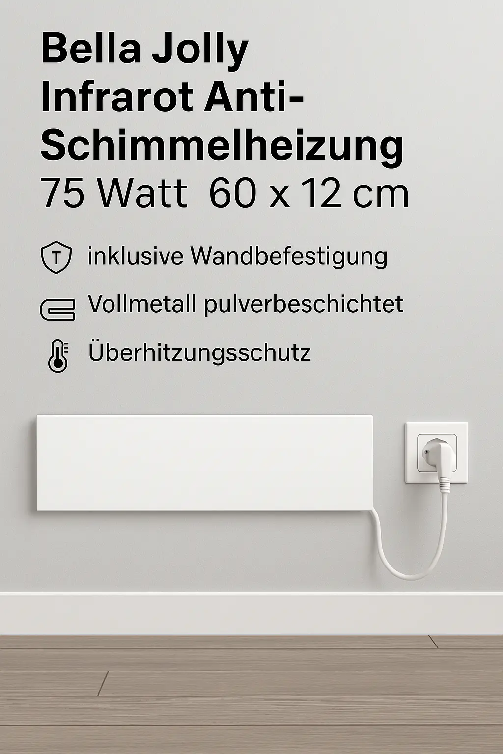 Bella Jolly Infrarot Anti-Schimmelheizung 75 Watt 60x 12 cm