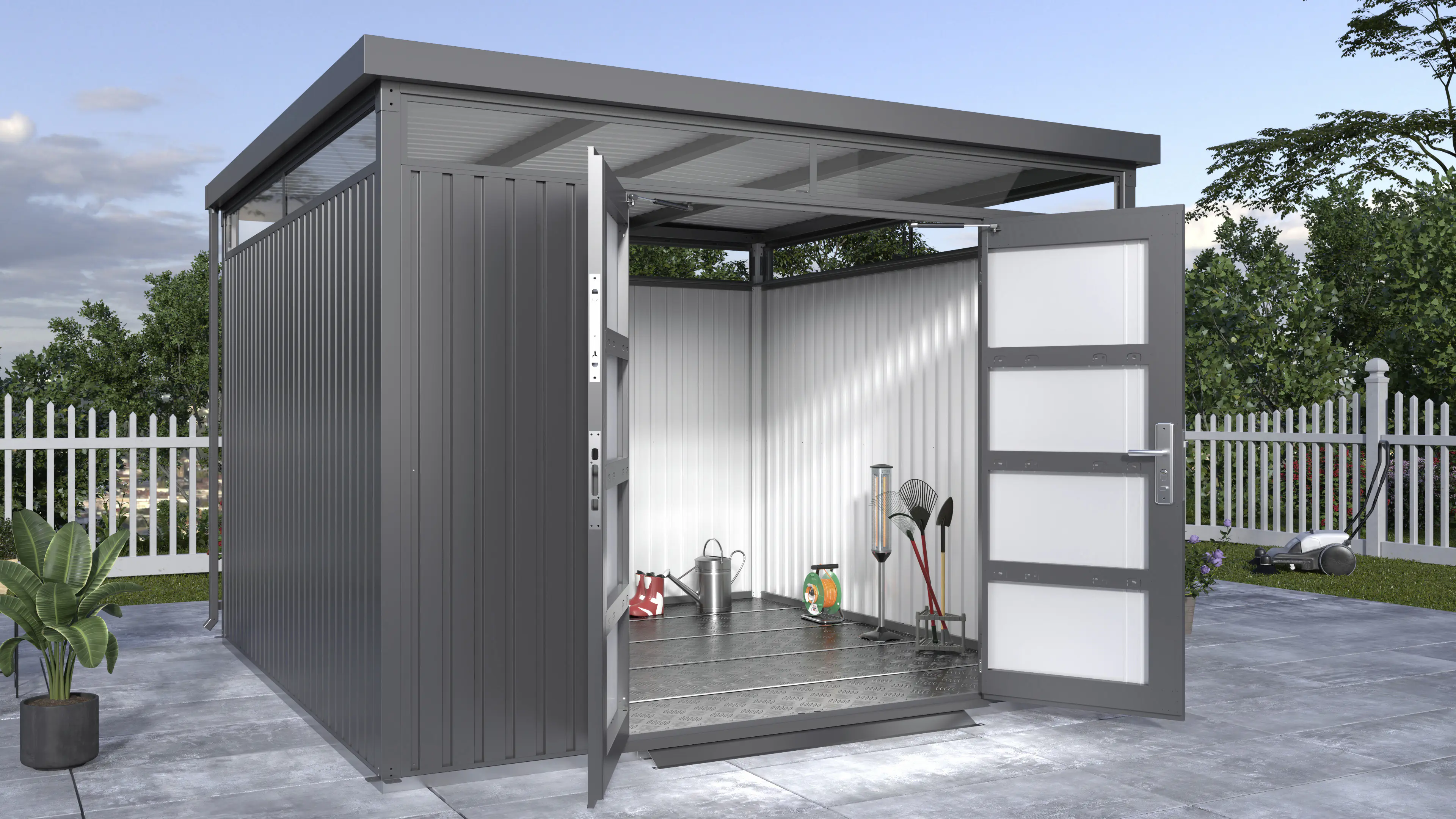 Floraworld Gerätehaus Premium mit Oberlicht anthrazit 300 x 300 cm 