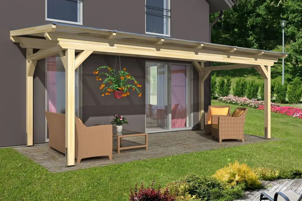 SKAN HOLZ Terrassenüberdachung Sanremo 648 x 300 cm, Leimholz, natur