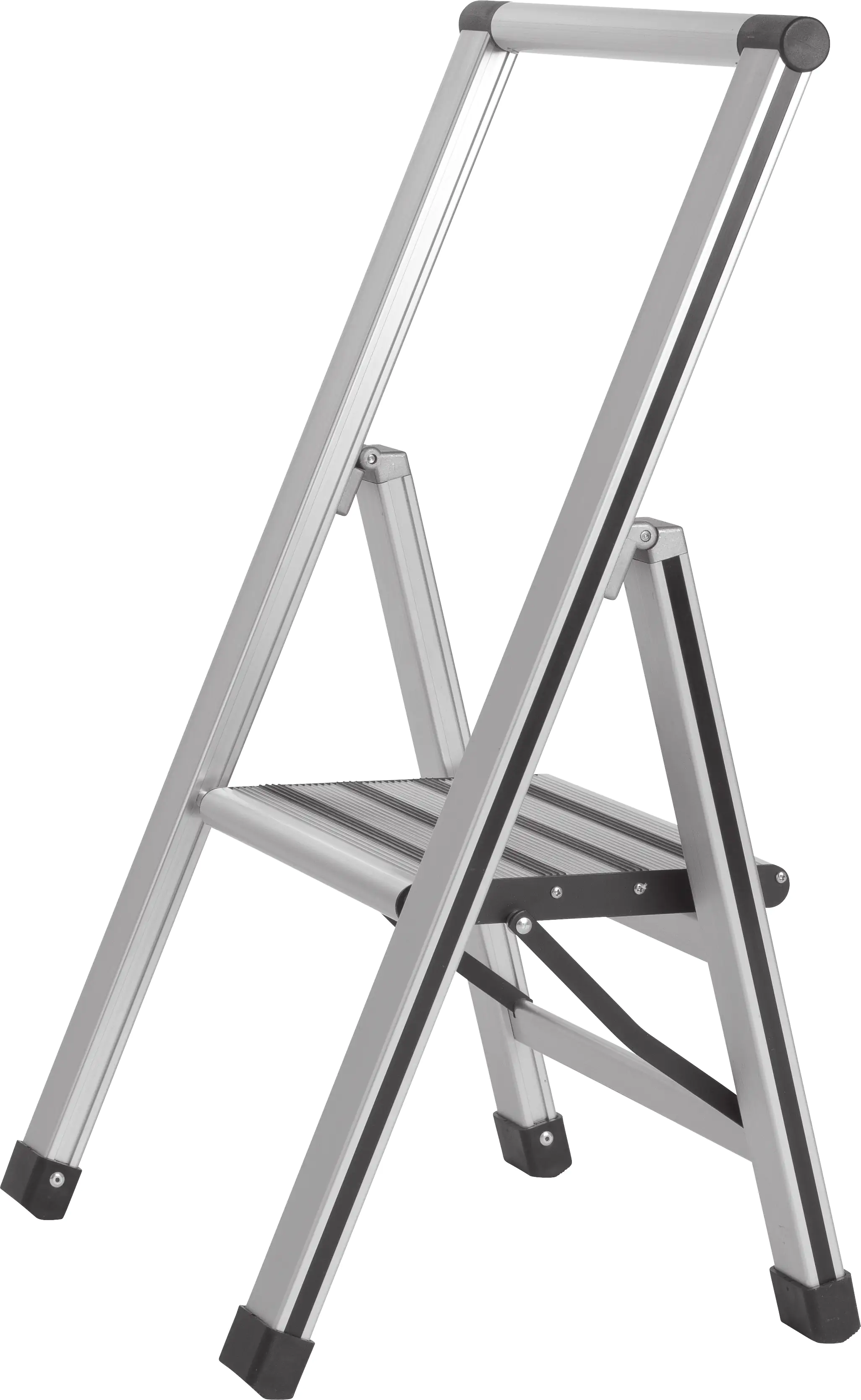 4008838601068 Wenko Alu-Design Klapptrittleiter 1-stufig, Ultraflach, Breite Stufen, max. 150 kg