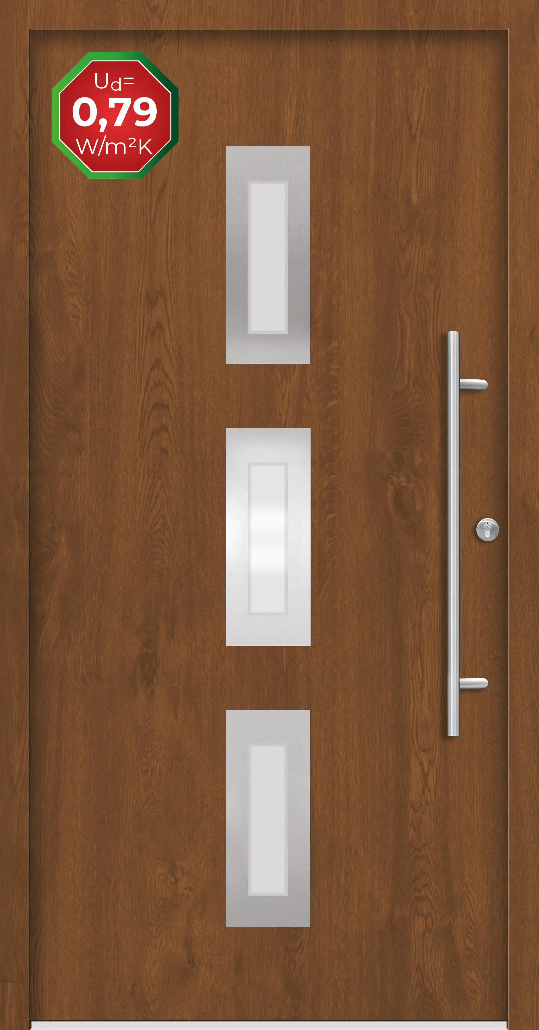 Splendoor Haustür Passivedoor Premium B02 Golden Oak DIN Rechts 110 x 210 cm