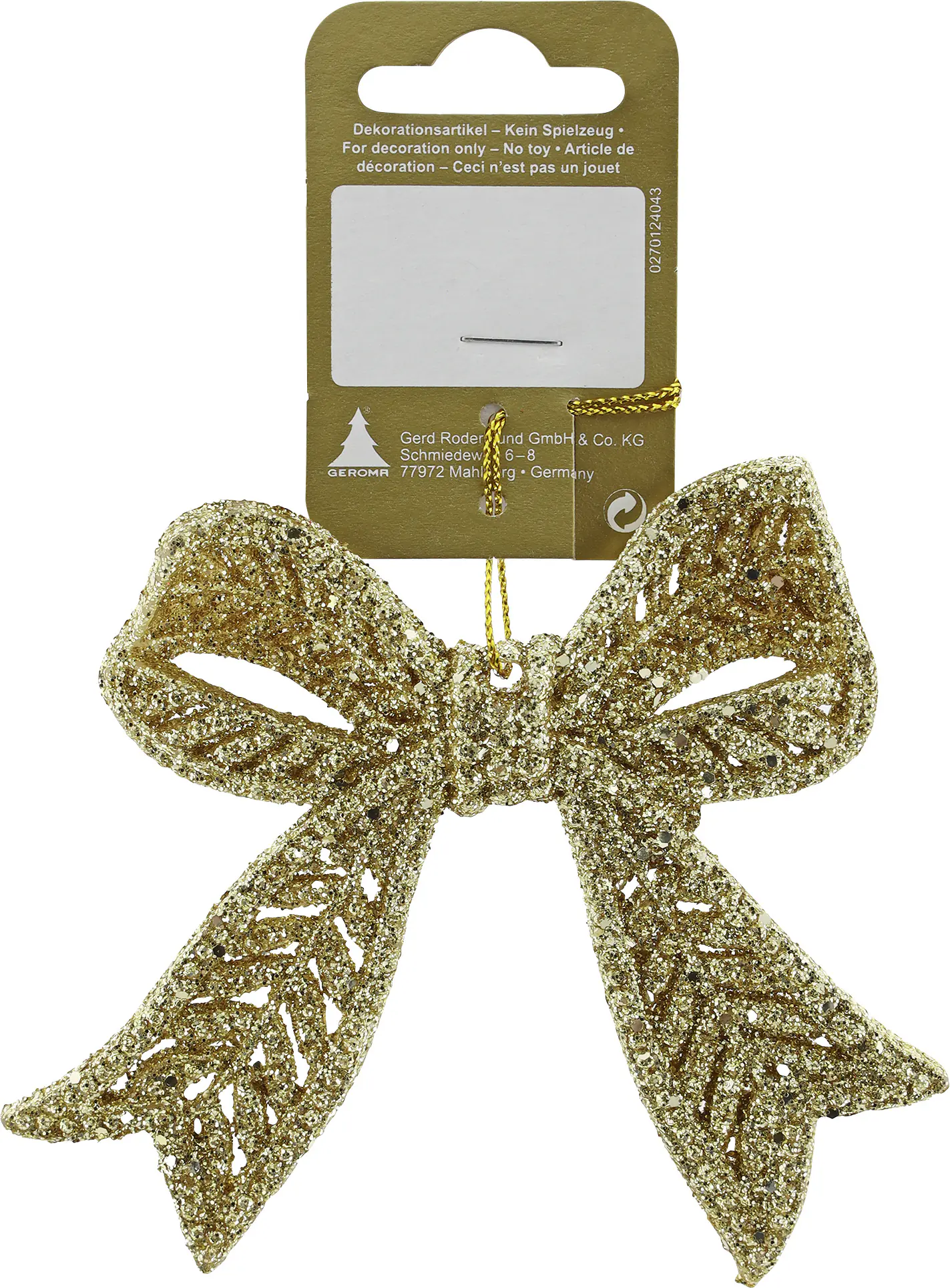 Weihnachtsanhänger Schleife aus Kunststoff gold 12 cm gold 1 Stück