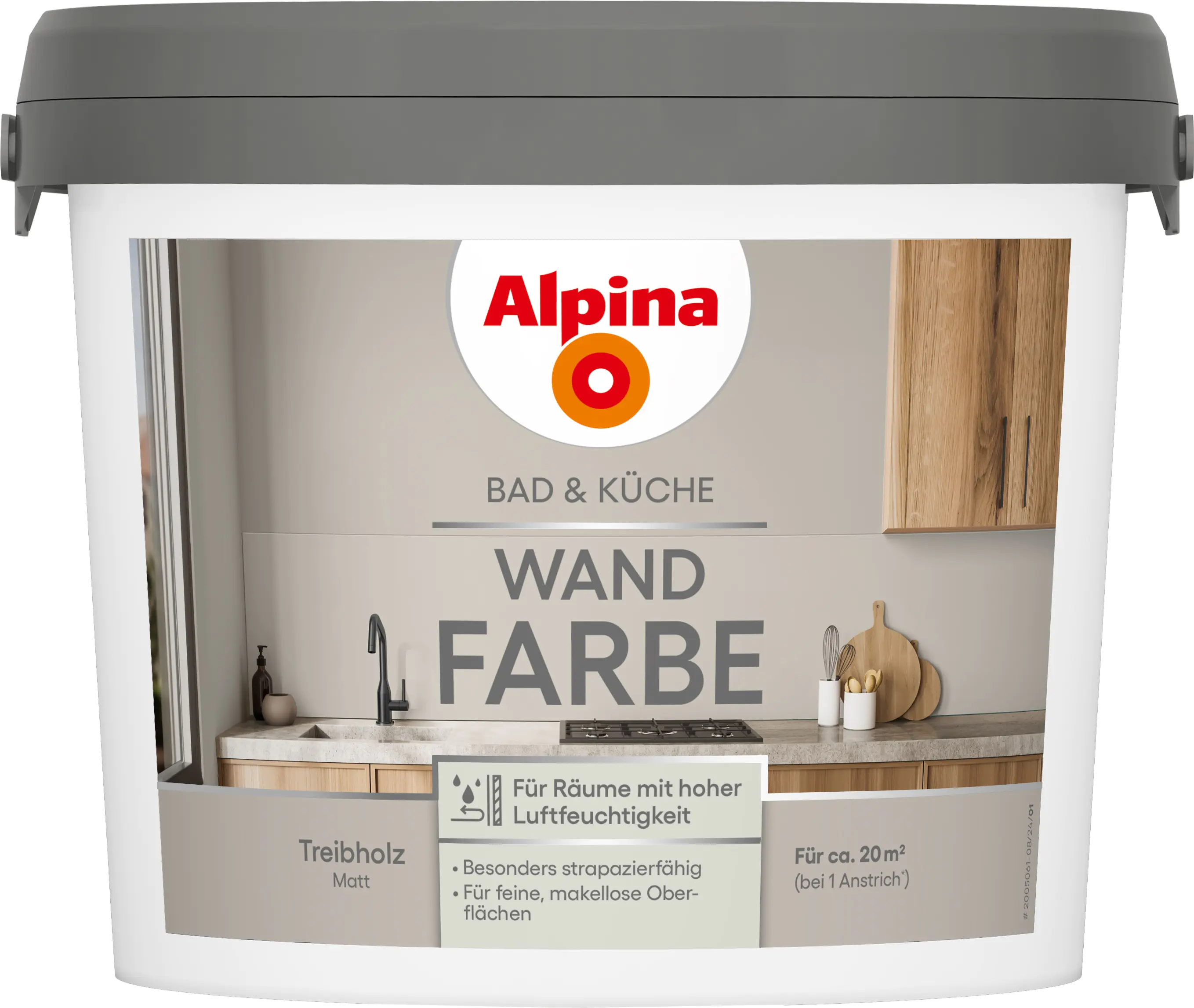 Alpina Wandfarbe für Küche & Badezimmer Treibholz 2,5 L