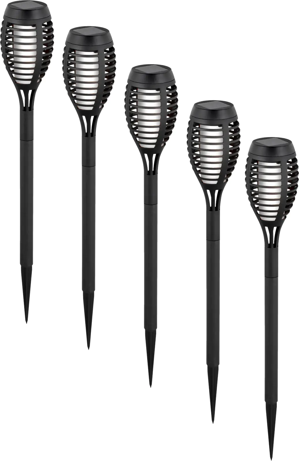 Light & More LED Solarleuchte Erdspieß Fackeln 5er Set schwarz