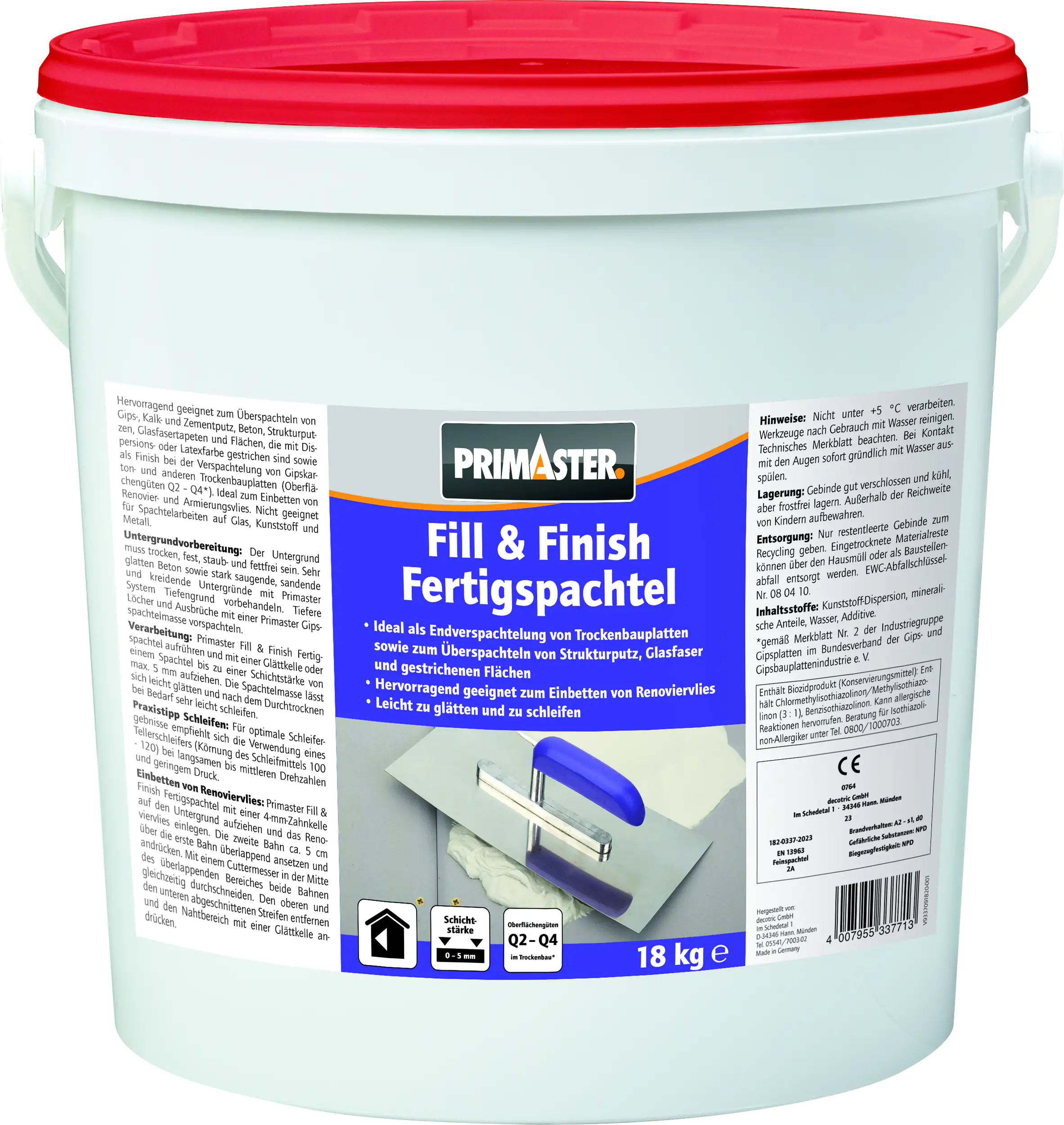 Primaster Fertigspachtel Fill & Finish 18 kg  Produktbild: Primaster Fertigspachtel Fill & Finish 18 kg