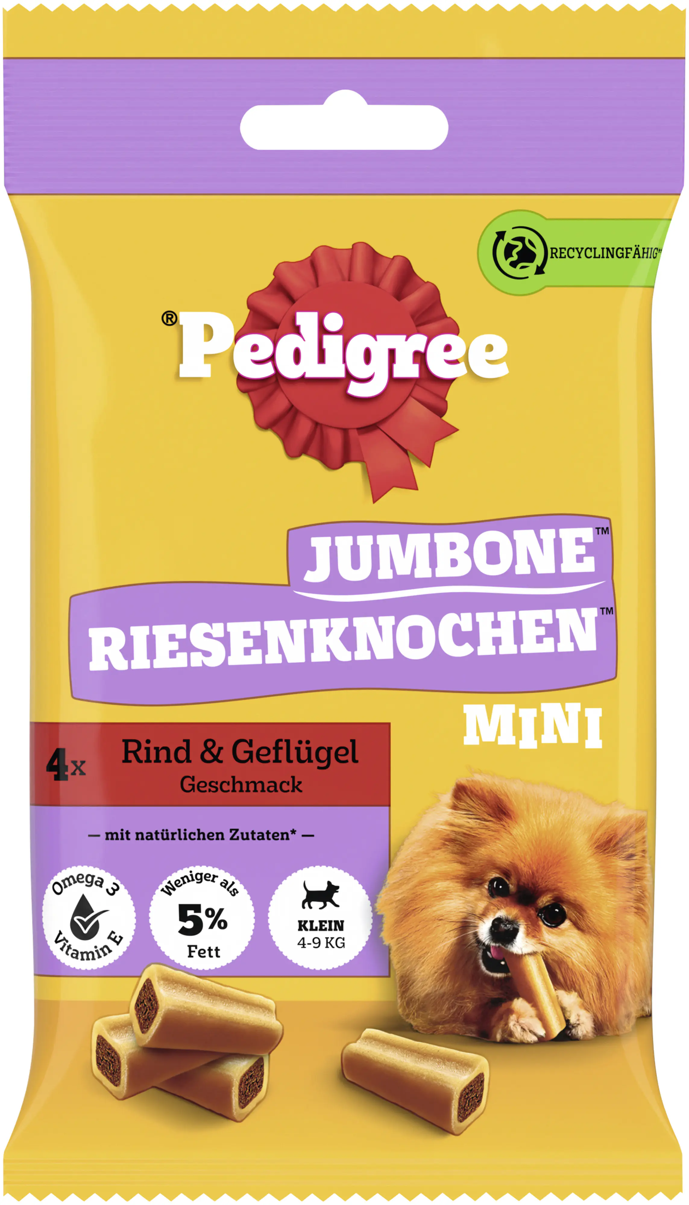 Pedigree Hundesnack Jumbone Riesenknochen Mini mit Rind und Geflügel