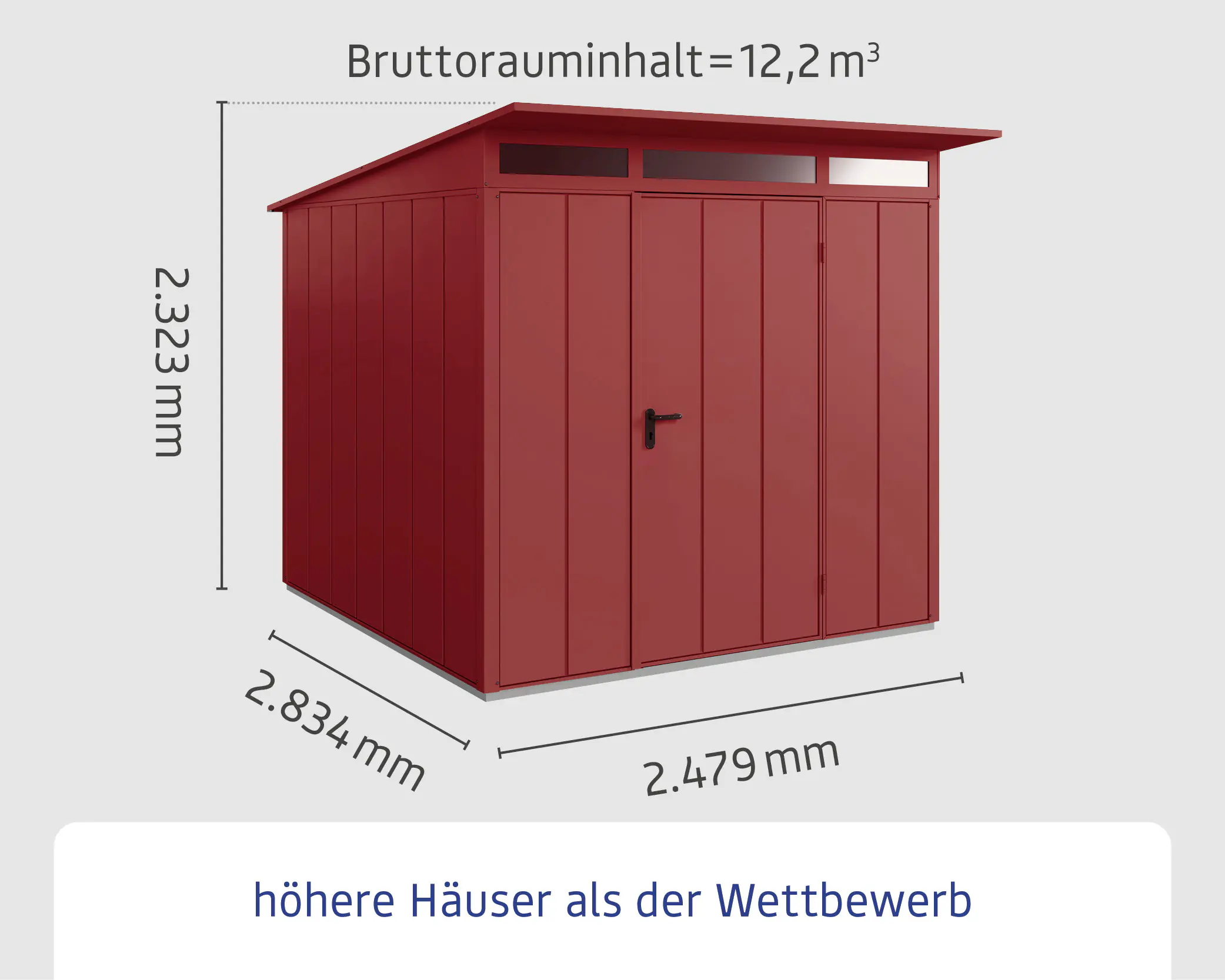 EcoStar Gerätehaus Elegant-P Typ 2 purpurrot 247,9 x 283,4 x 232,3 cm