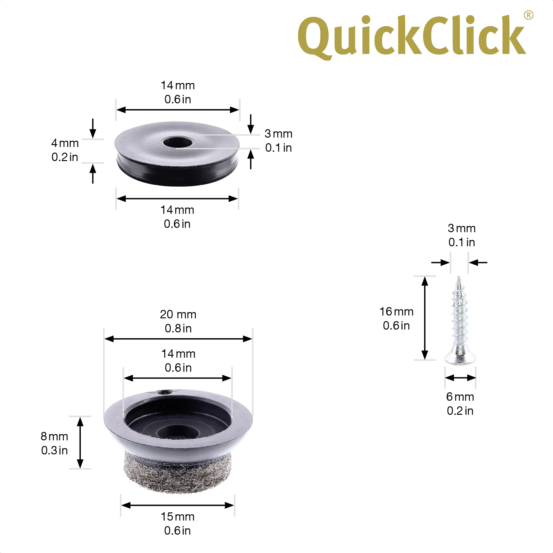 Wagner Möbelgleiter zum Anschrauben Ultrasoft schwarz grau Ø 20 mm - 4 Stück  Wagner Möbelgleiter zum Anschrauben Ultrasoft schwarz grau Ø 20 mm - 4 Stück