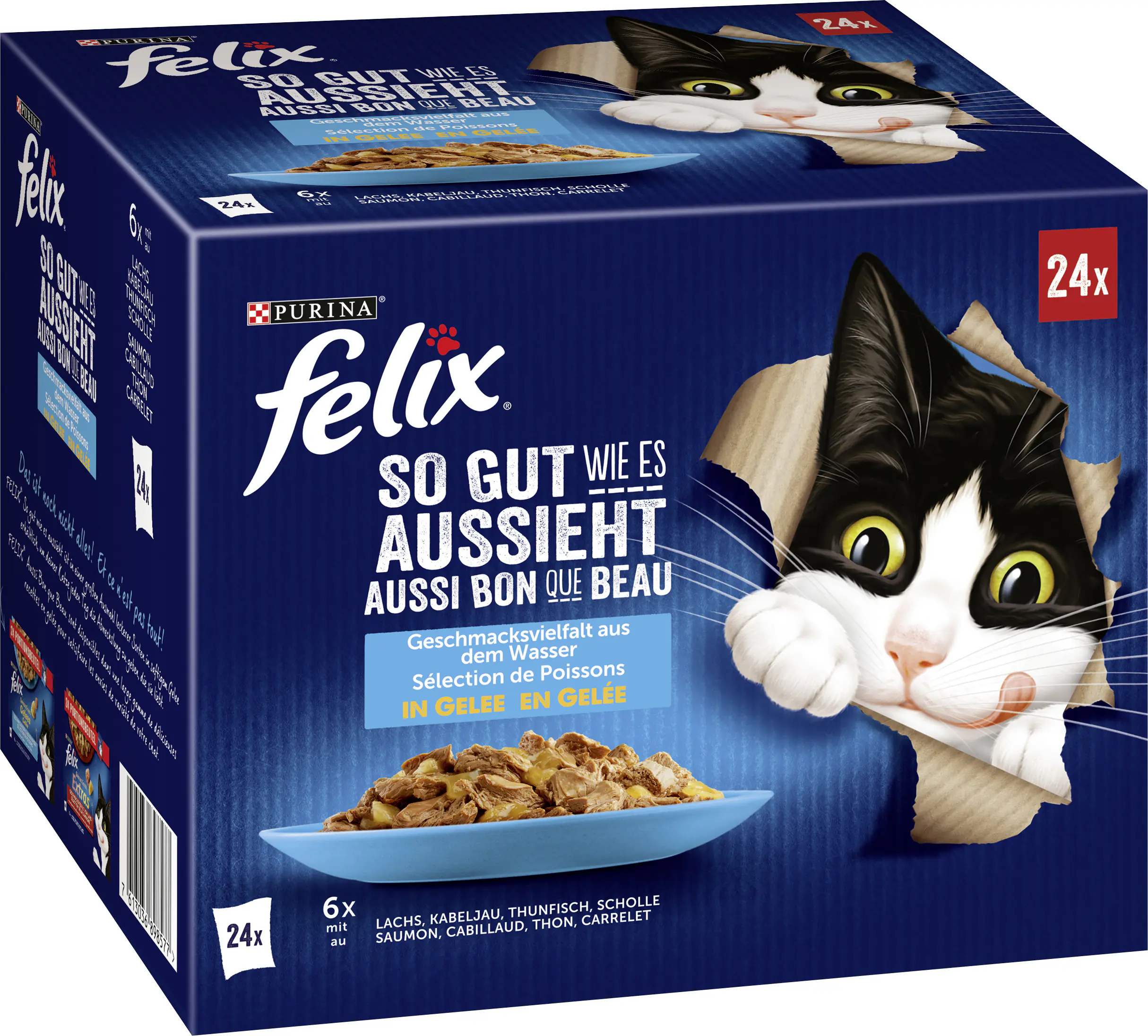 Felix Geschmacksvielfalt aus dem Wasser in Gelee Katzenfutter 24 x 85 g