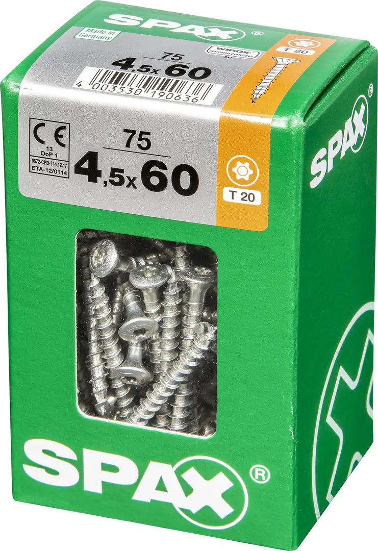 Spax Universalschrauben 4.5 x 60 mm TX 20 - 75 Stk. Spax Universalschrauben 4.5 x 60 mm TX 20 - 75 Stk.