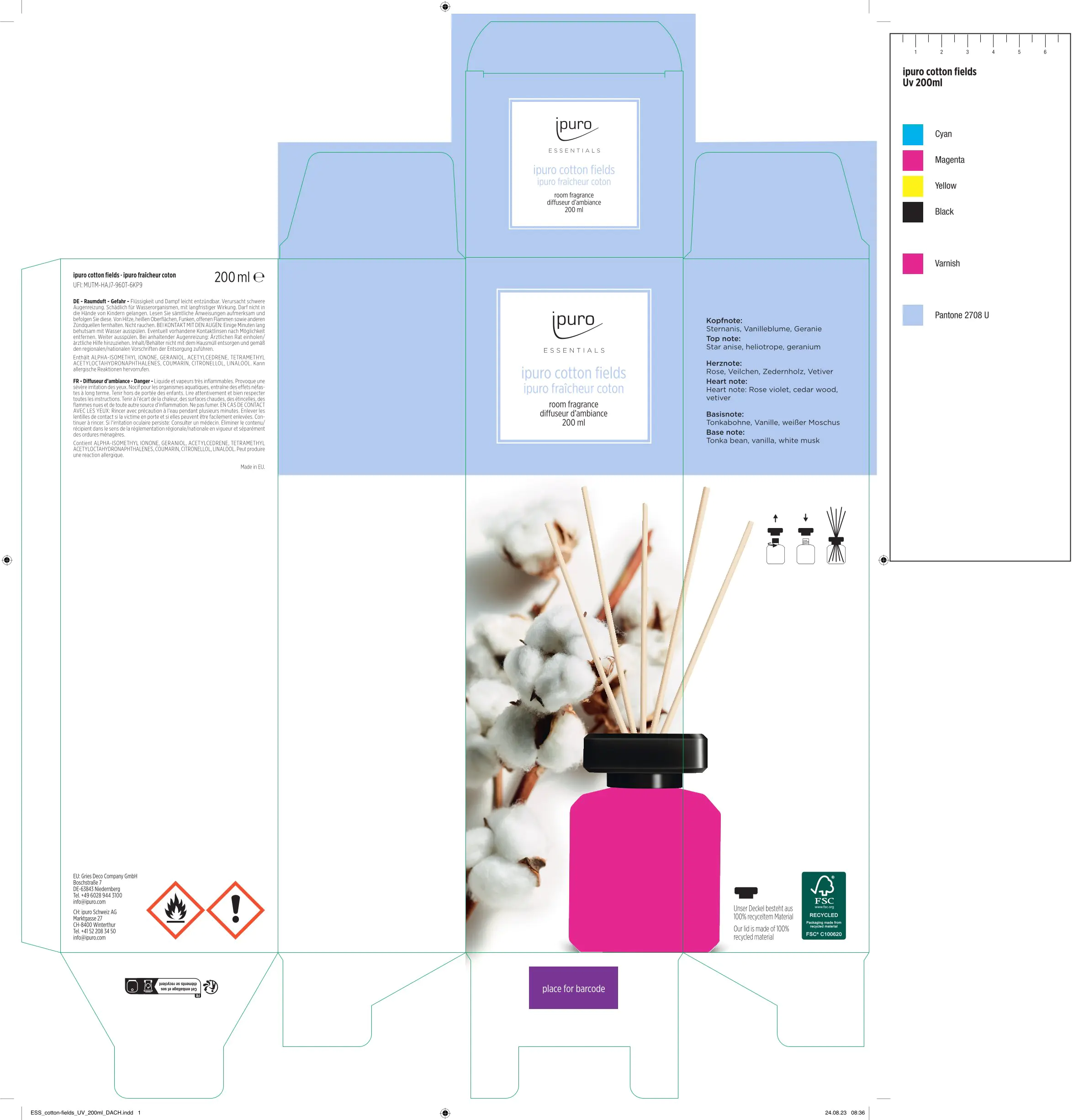 ipuro ESSENTIALS Raumduft Cotton Fields 200 ml