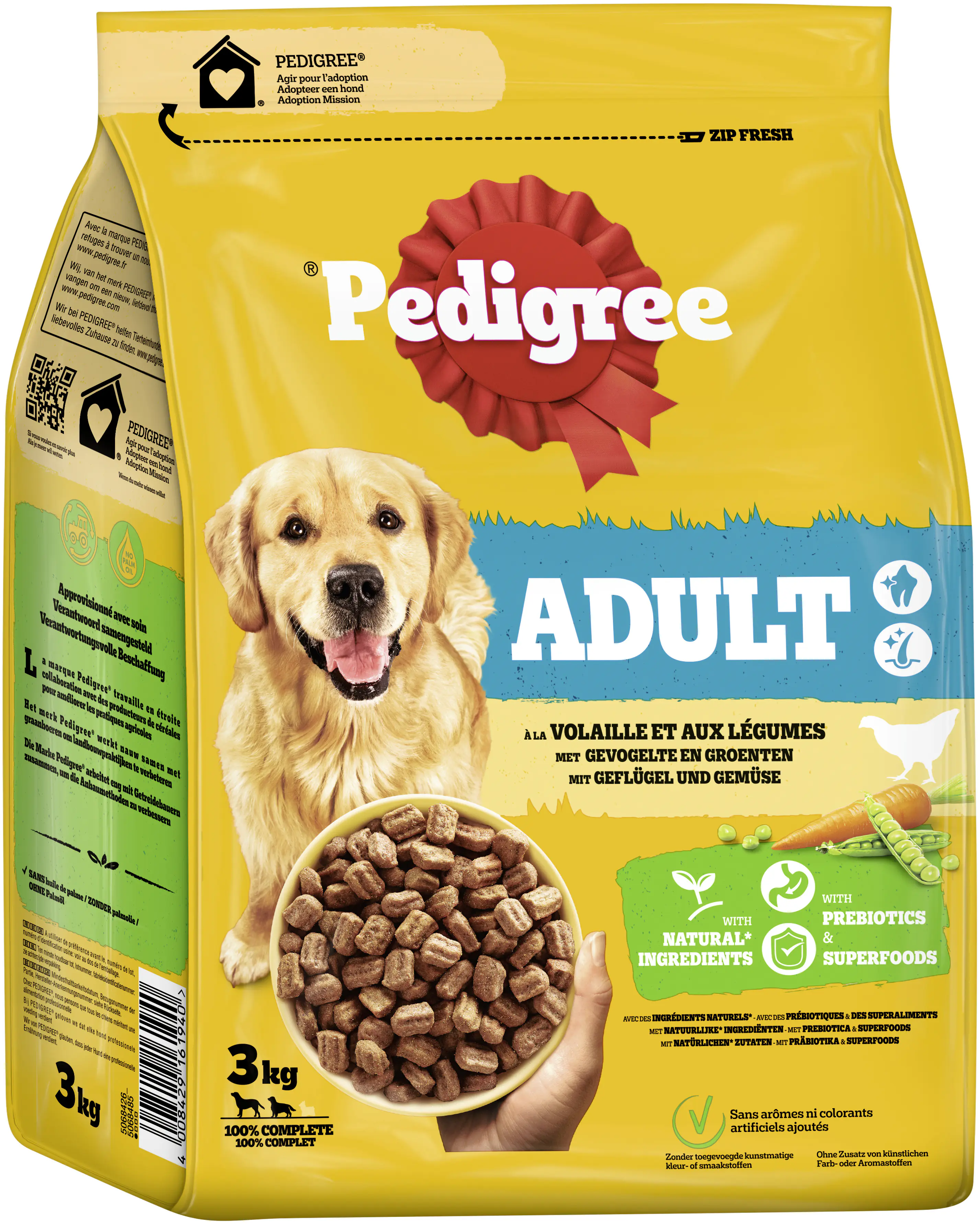 Pedigree Hundetrockenfutter Adult 3 kg Geflügel & Gemüse 