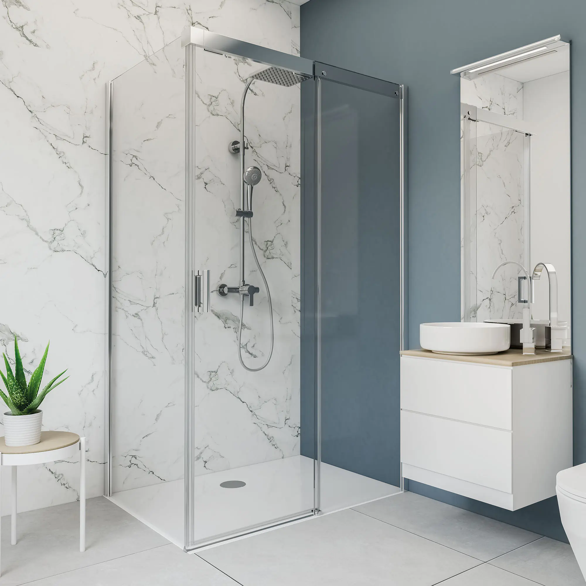 Breuer Duschrückwand Soft-Touch Marmor schwarz / weiß 100 x 210 x 0,3 cm