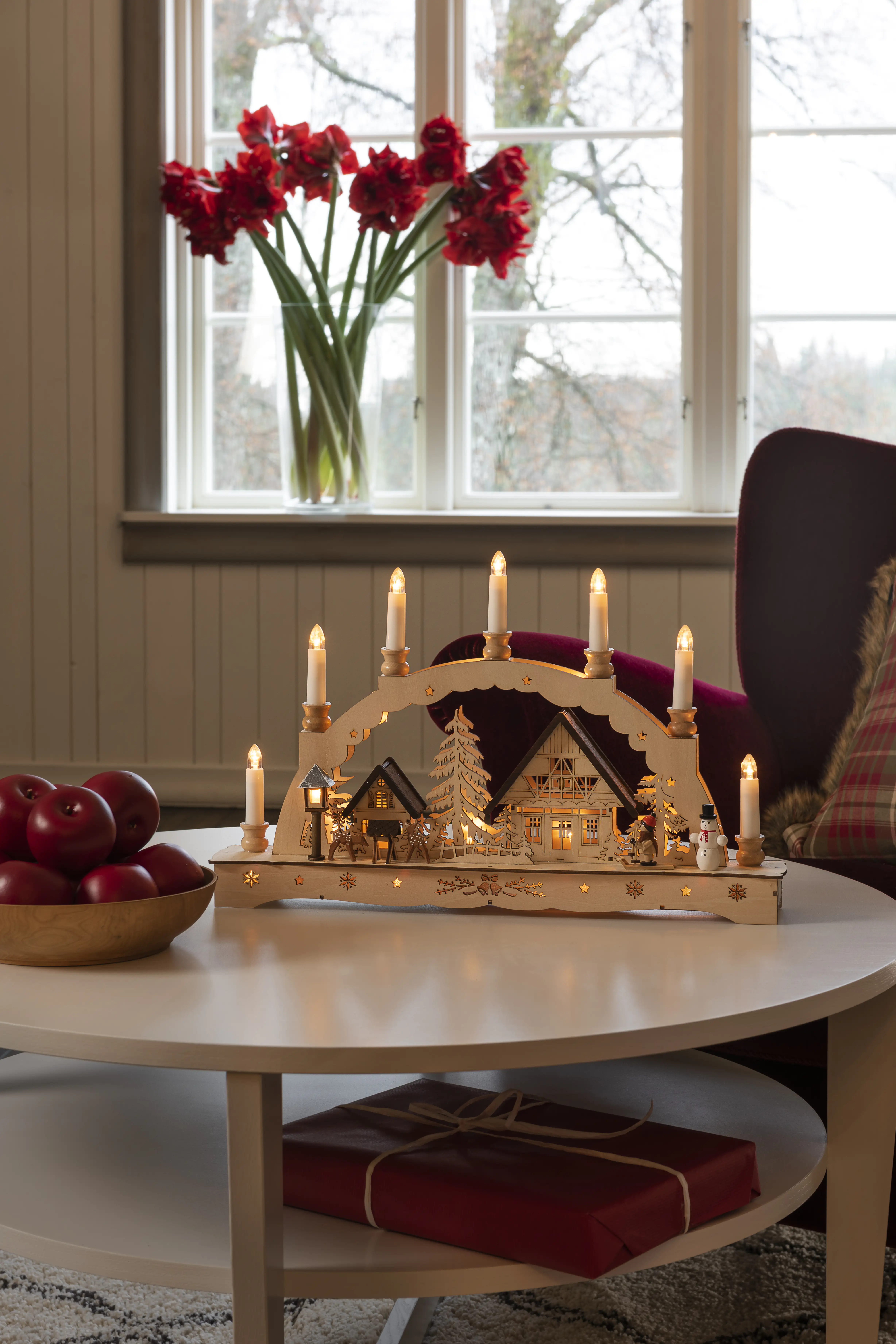 7318303254109_4 Konstsmide Holzsilhouette sieben Kerzen 48 x 8 x 30 cm