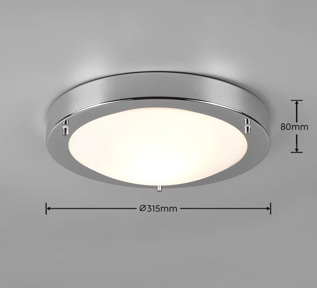 Trio Bad Deckenleuchte Condus Ø31cm E27 chrom max. 60 W Glas weiss