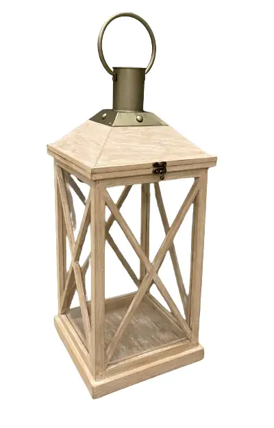 TrendLine Laterne Holz 63 x 28 x 28 cm natur TrendLine Laterne Holz 63 x 28 x 28 cm natur