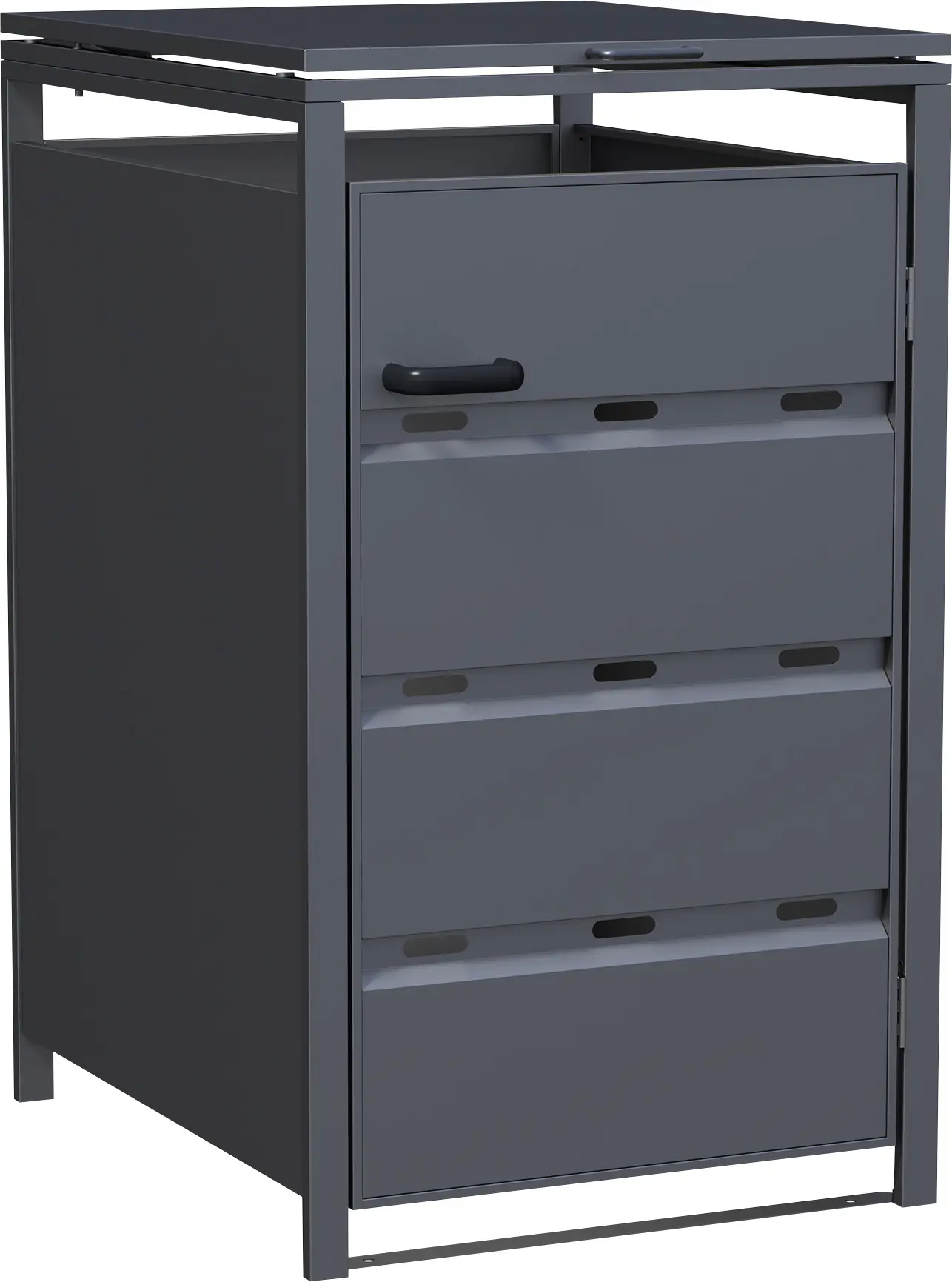 Floraworld Mülltonnenbox Premium Stahl für 1 x 240 l Mülltonnen schwarz-metallic