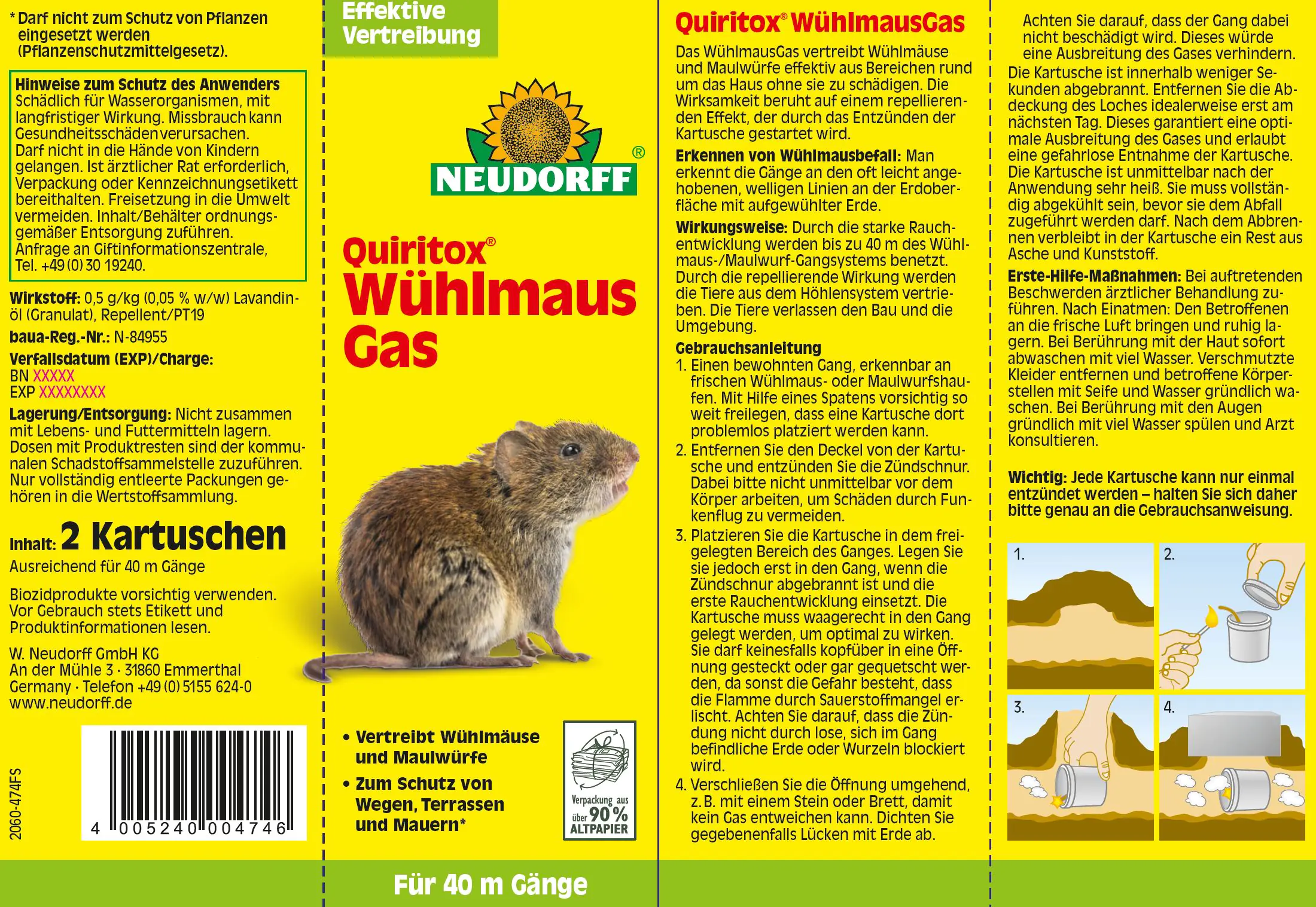 Neudorff Wühlmaus-Gas 2 Stück