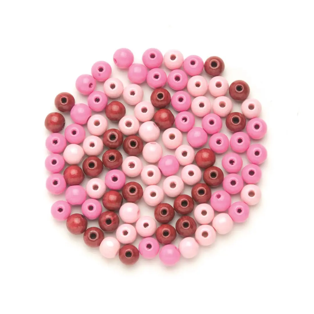 Glorex Holzperlen rosa mix 10 mm - 47 Stück 