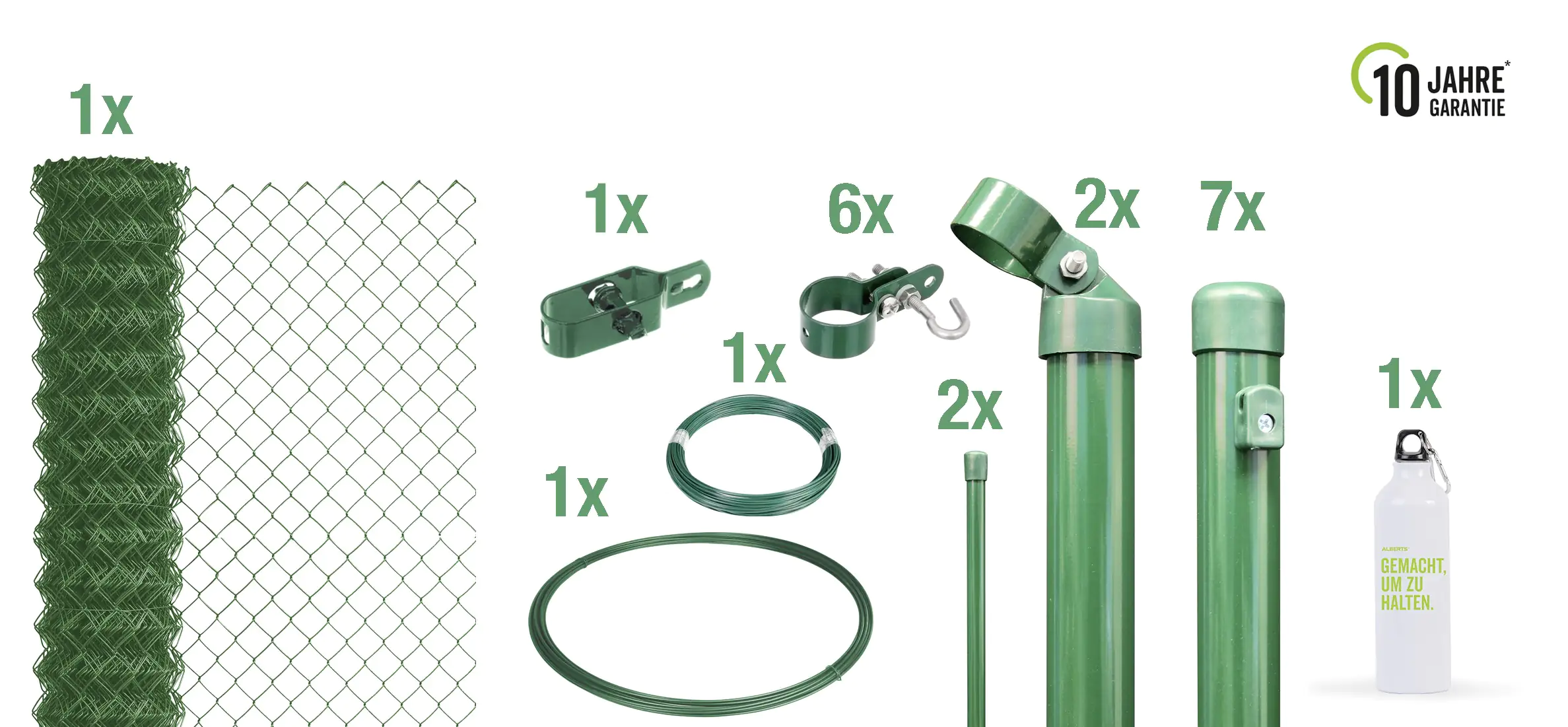 Alberts Komplettset Maschendrahtzaun 15 m 100 cm hoch grün Alberts Komplettset Maschendrahtzaun 15 m 100 cm hoch grün