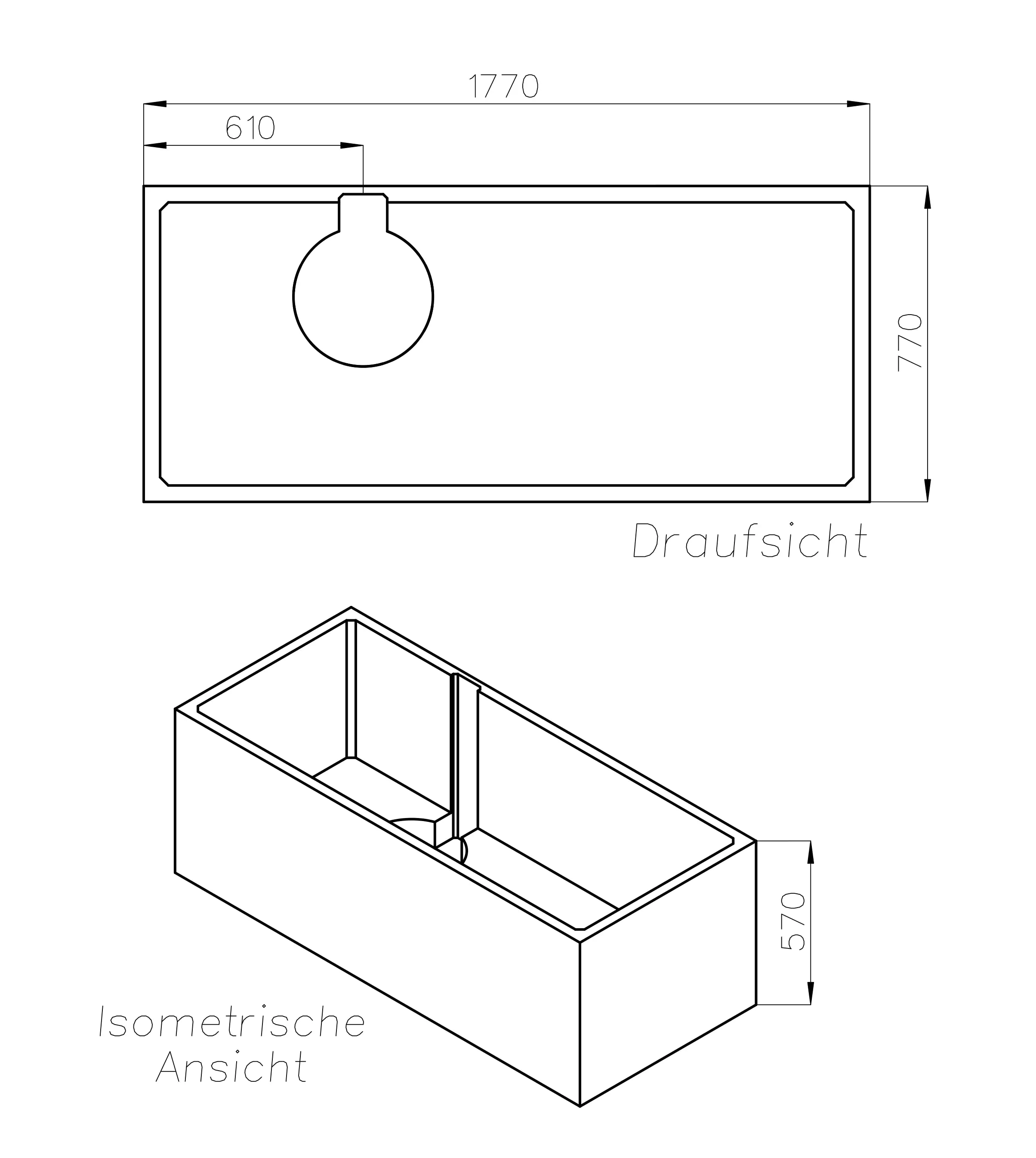 Ottofond Wannenträger Delphi 1770 x 770 mm