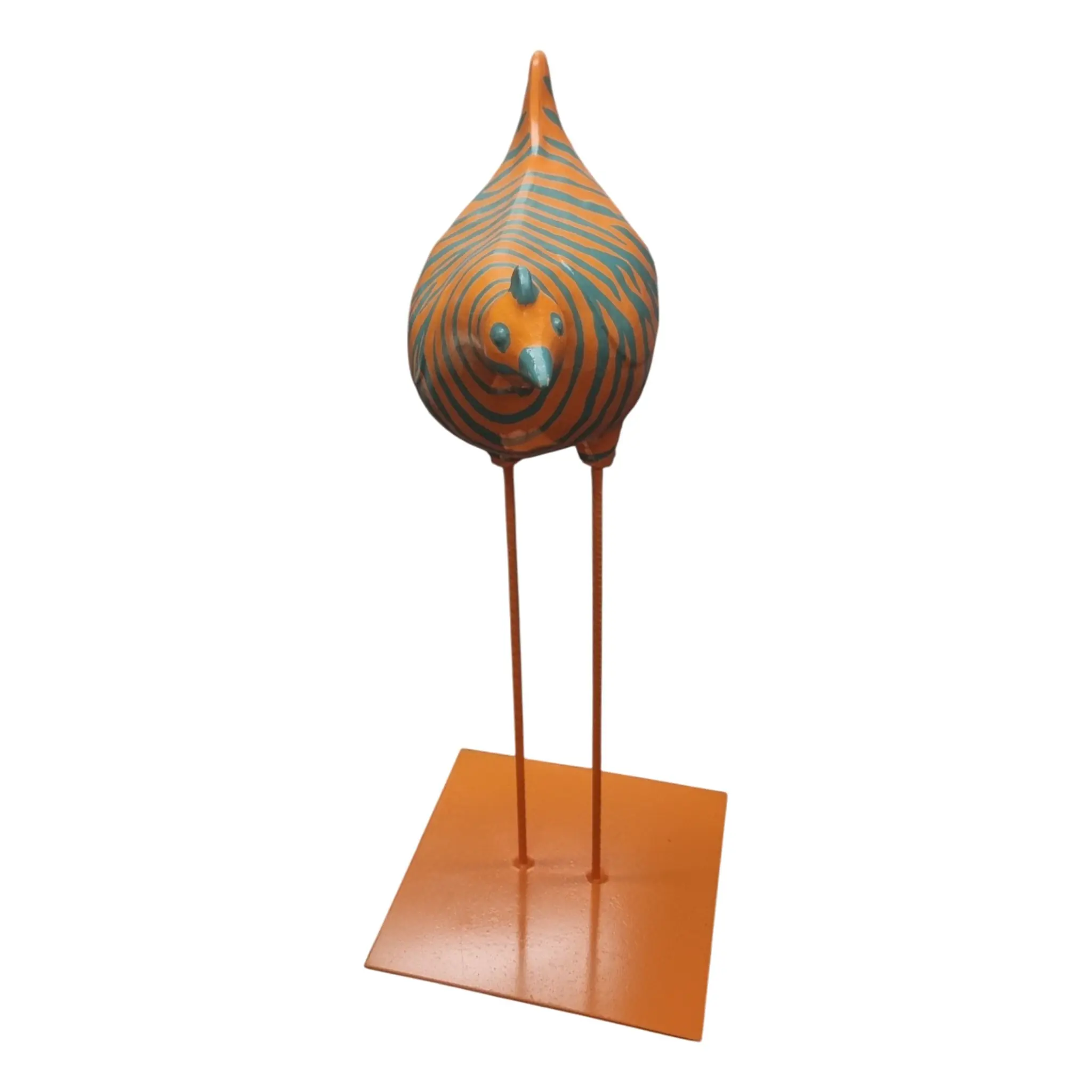 Dekofigur Huhn Zebra-Design Kopf gerade 72 x 45 cm orange-türkis