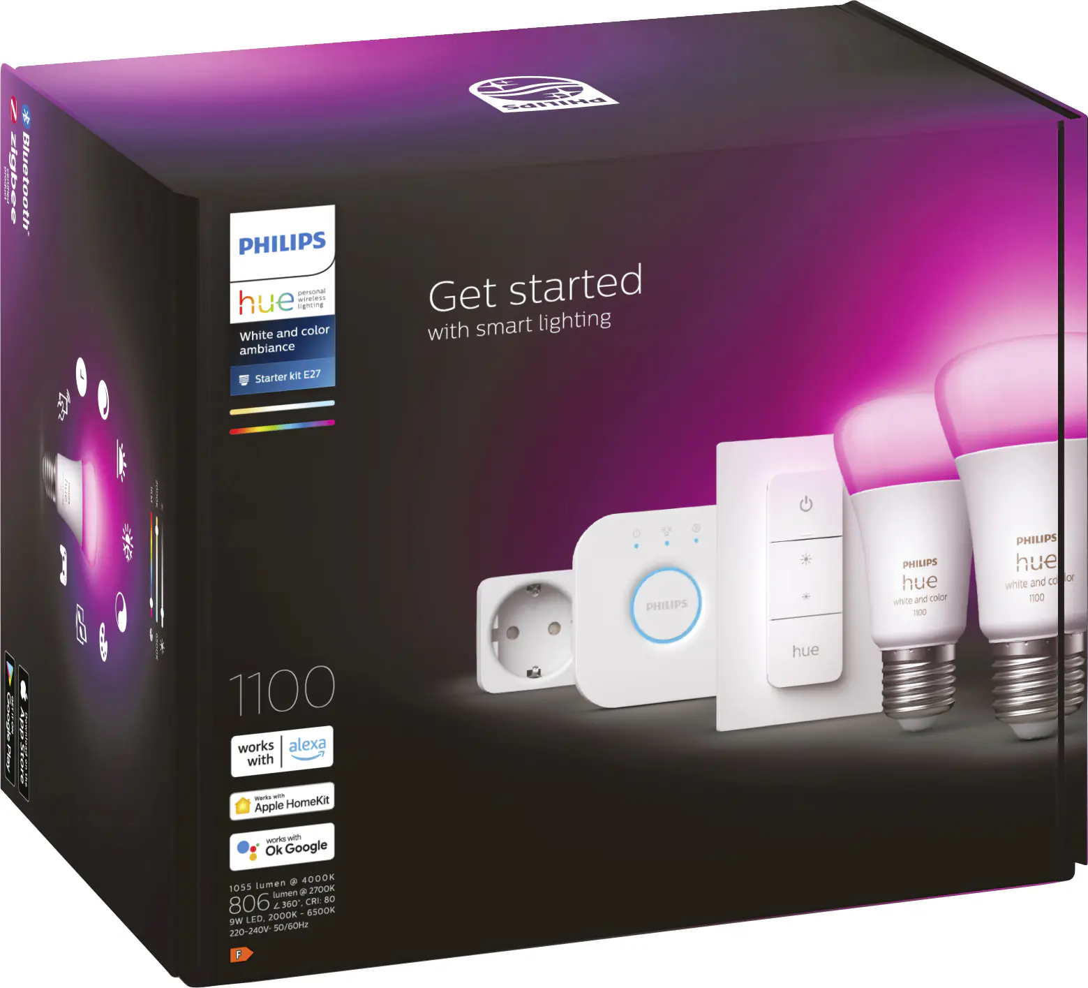 Philips Hue LED Leuchtmittel Starter-Set White & Color Ambiance E27 9 W