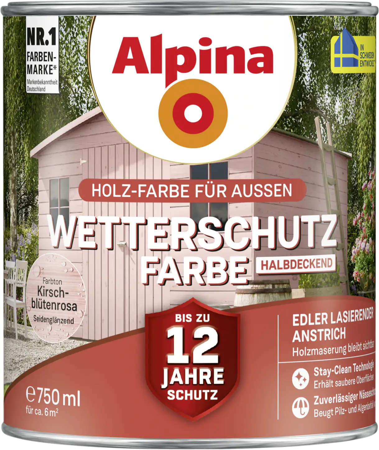 Alpina Wetterschutzfarbe halbdeckend 0,75 L kirschblütenrosa Alpina Wetterschutzfarbe halbdeckend 0,75 L kirschblütenrosa