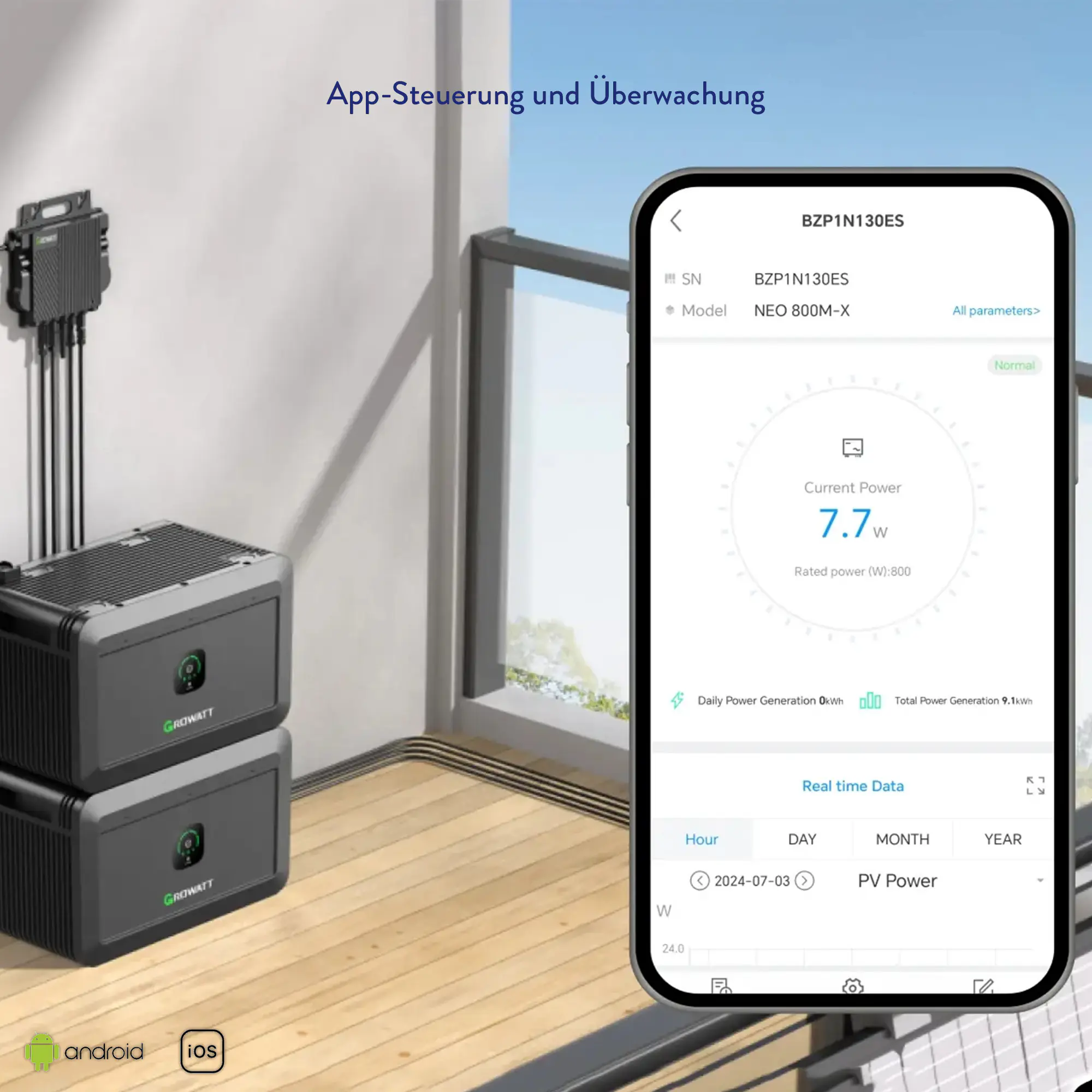 Vale Balkonkraftwerk 920 Wp mit Growatt Wechselrichter GW8-O  