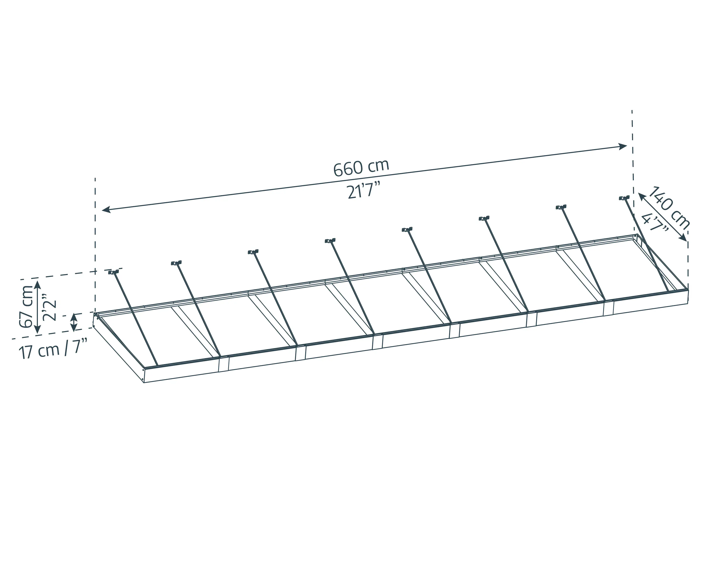 Canopia Vordach Sophia XL 7000  Grau Alu 660 x 140 cm