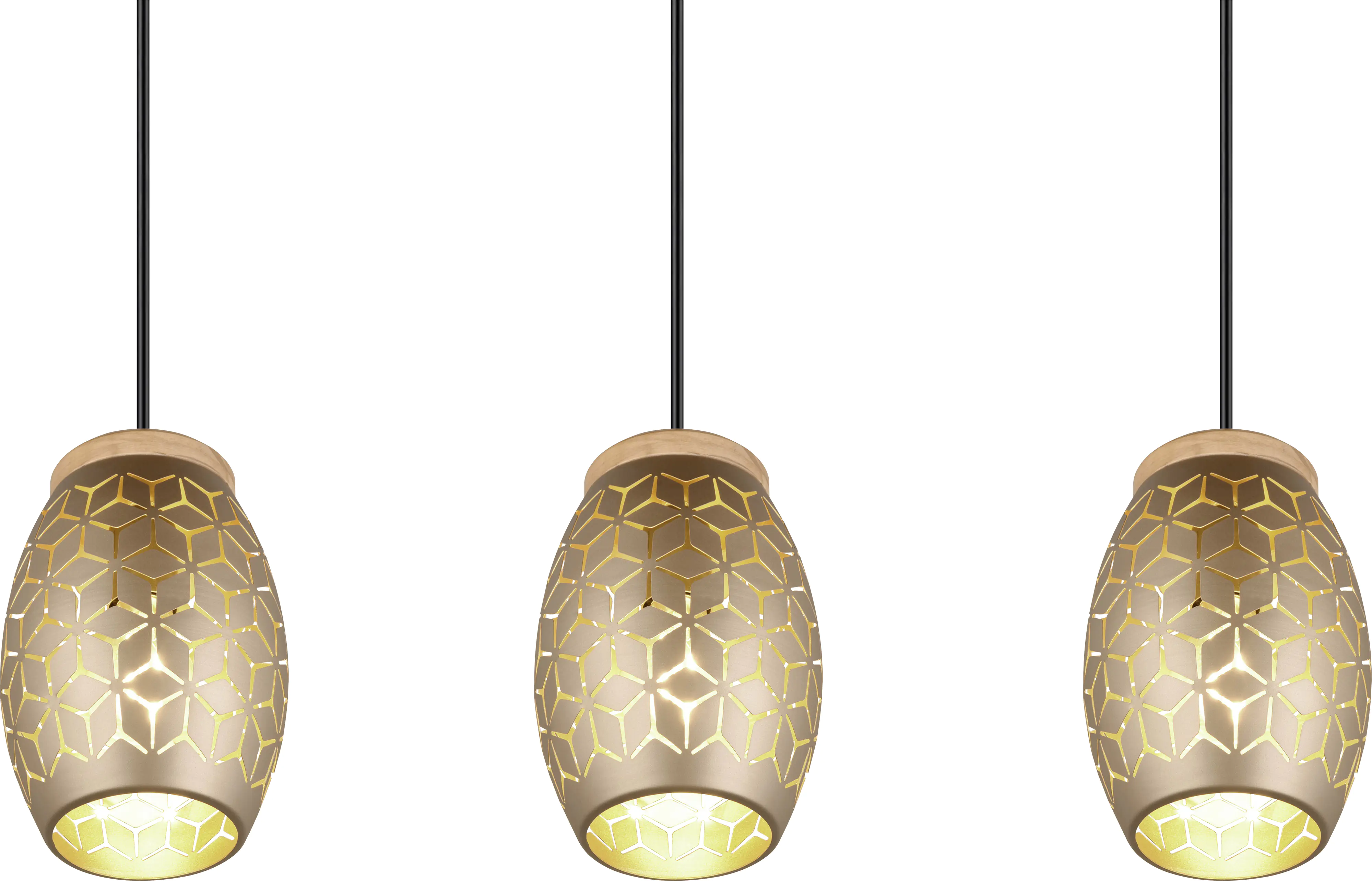 Trio Leuchten Pendelleuchte Bidar 3xE27, beige, Metall Trio Leuchten Pendelleuchte Bidar 3xE27, beige, Metall