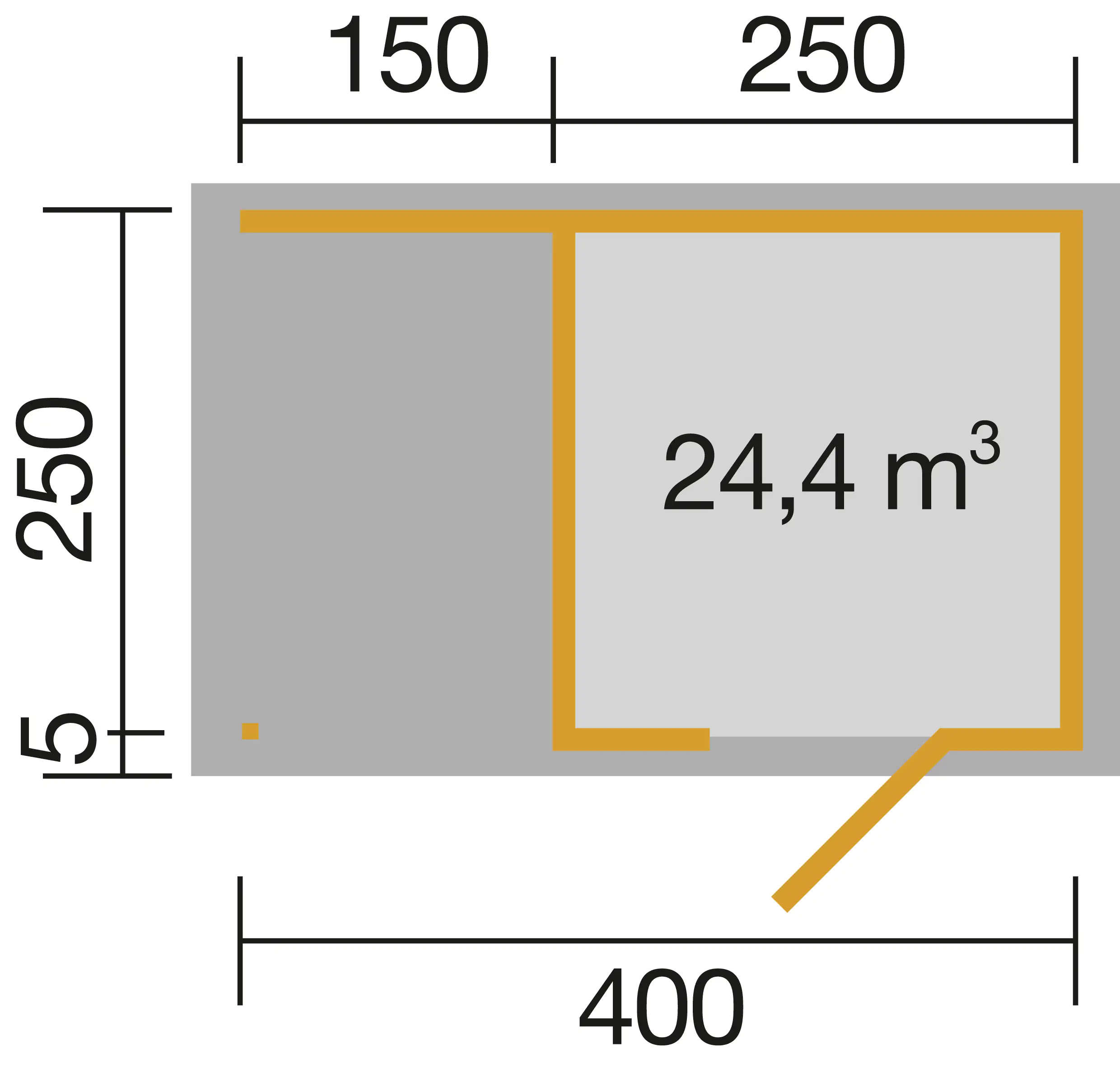 Weka Designhaus Wekaline 413 A 400 x 250 cm natur mit Fußboden