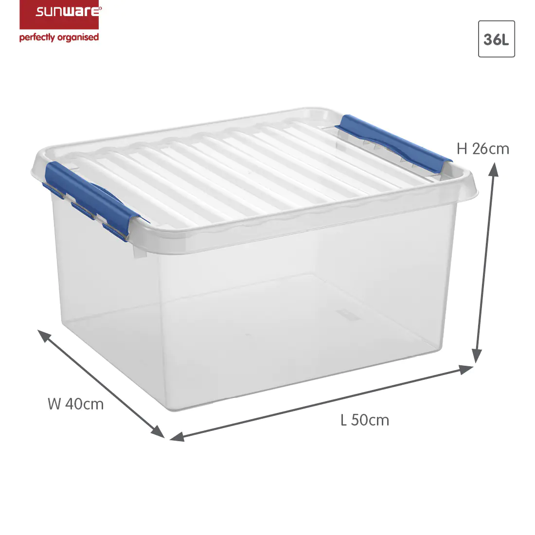 Sunware Aufbewahrungsbox Q-line 36L transparent blau 50 x 40 x 26 cm Sunware Aufbewahrungsbox Q-line 36L transparent blau 50 x 40 x 26 cm