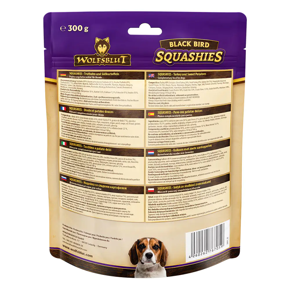 Wolfsblut Black Bird Squashies Snack - Truthahn mit Süßkartoffel 300 g