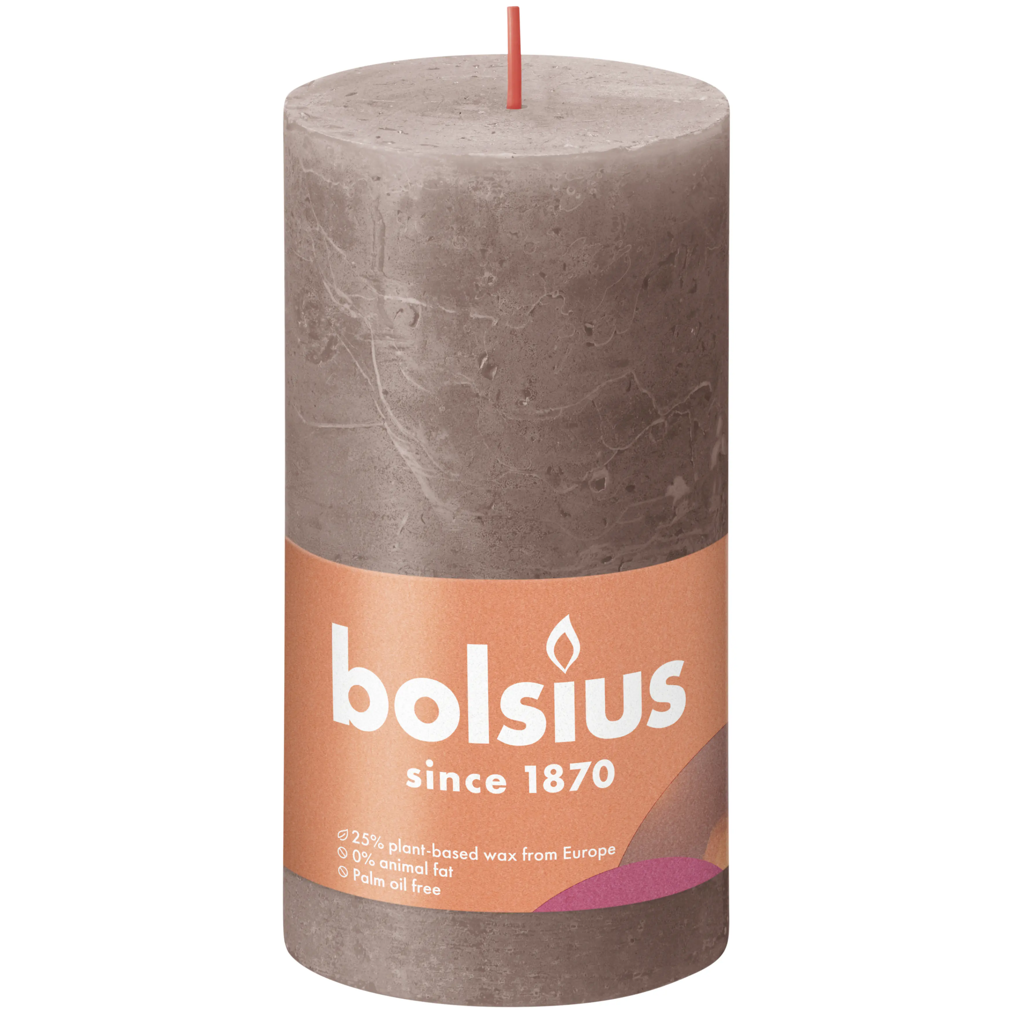 Bolsius Stumpenkerze Rustik Shine Rustikales Taupe 13 cm