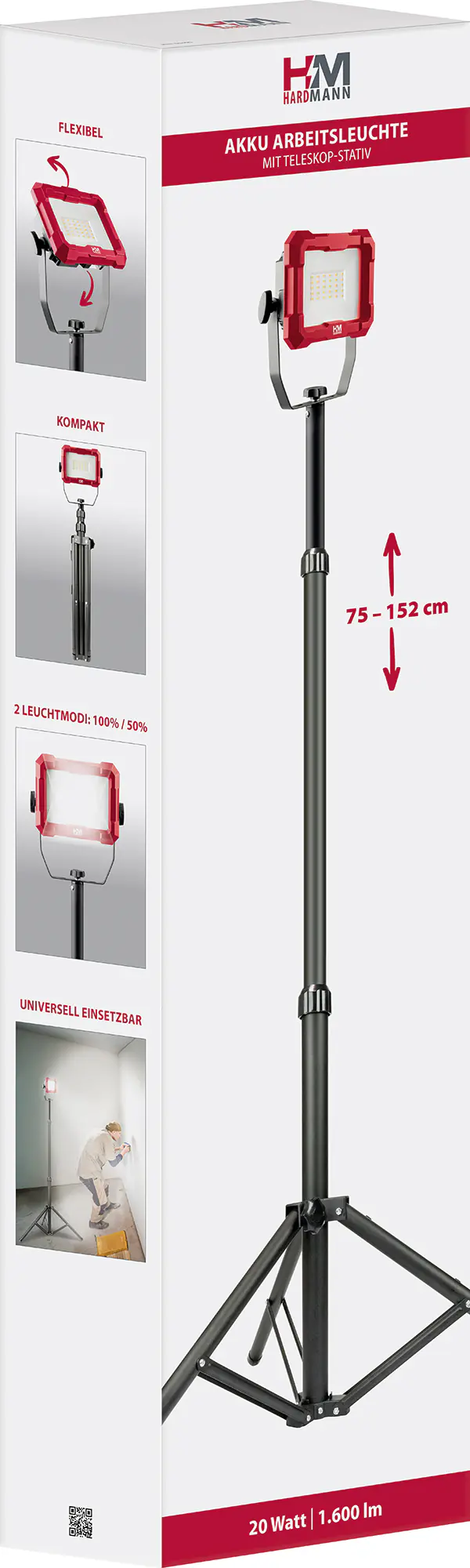 Schwaiger LED-Baustrahler HWLS5400 IP54 20 W 1800 lm mit höhenverstellbarem Klappstativ