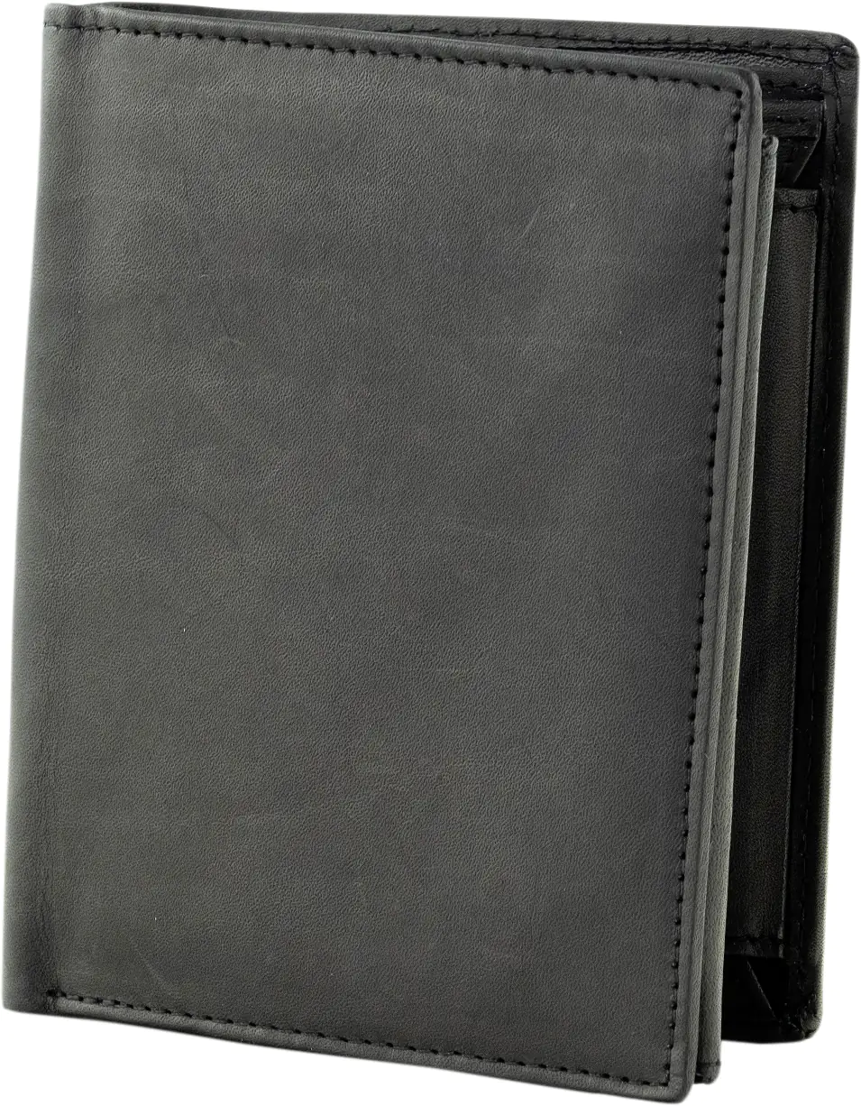 Geldbörse Leder schwarz 9,75 x 2,5 x 12 cm