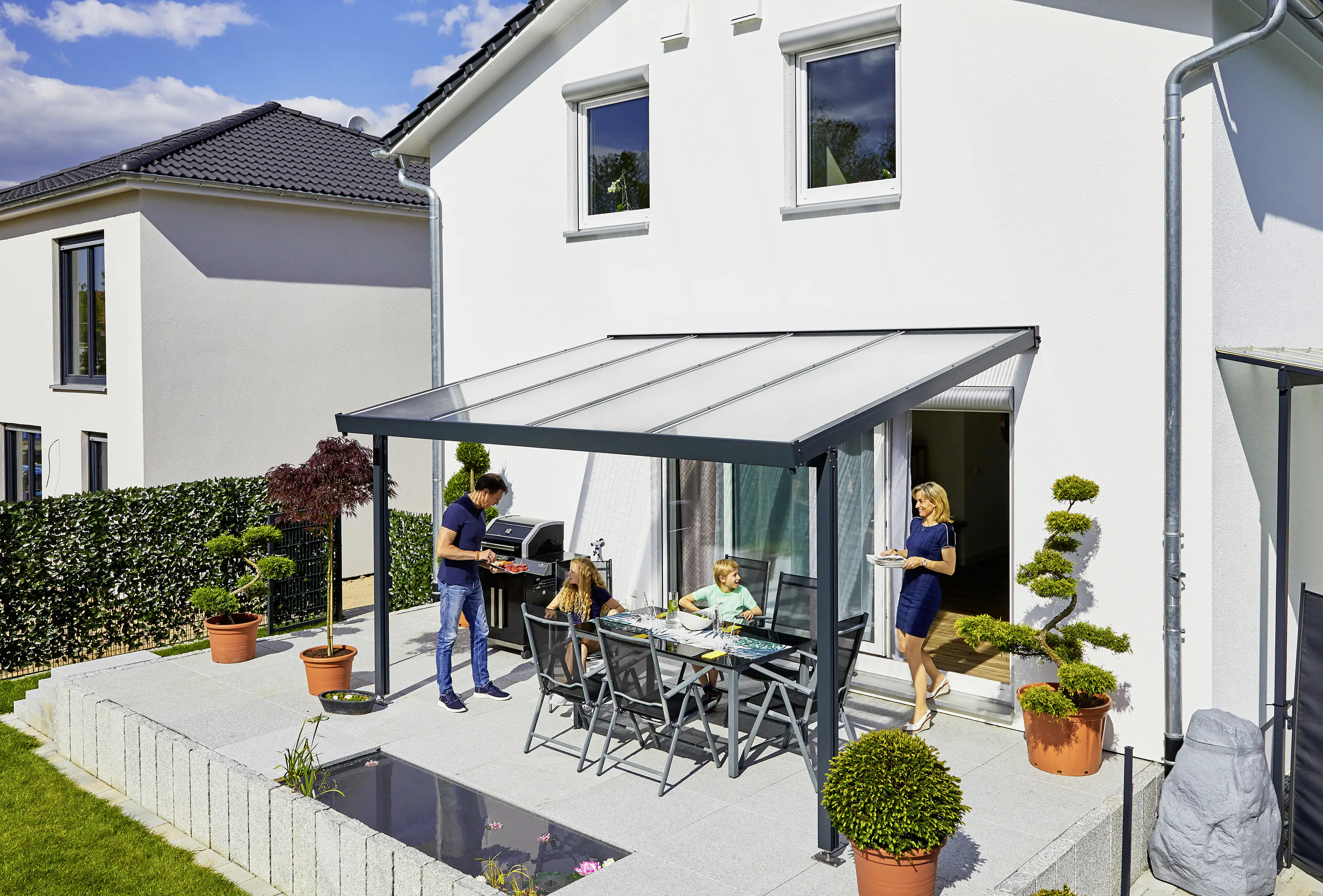 Gutta Premium Terrassendach 410,2 x 306 cm anthrazit Acryl klar 16 mm